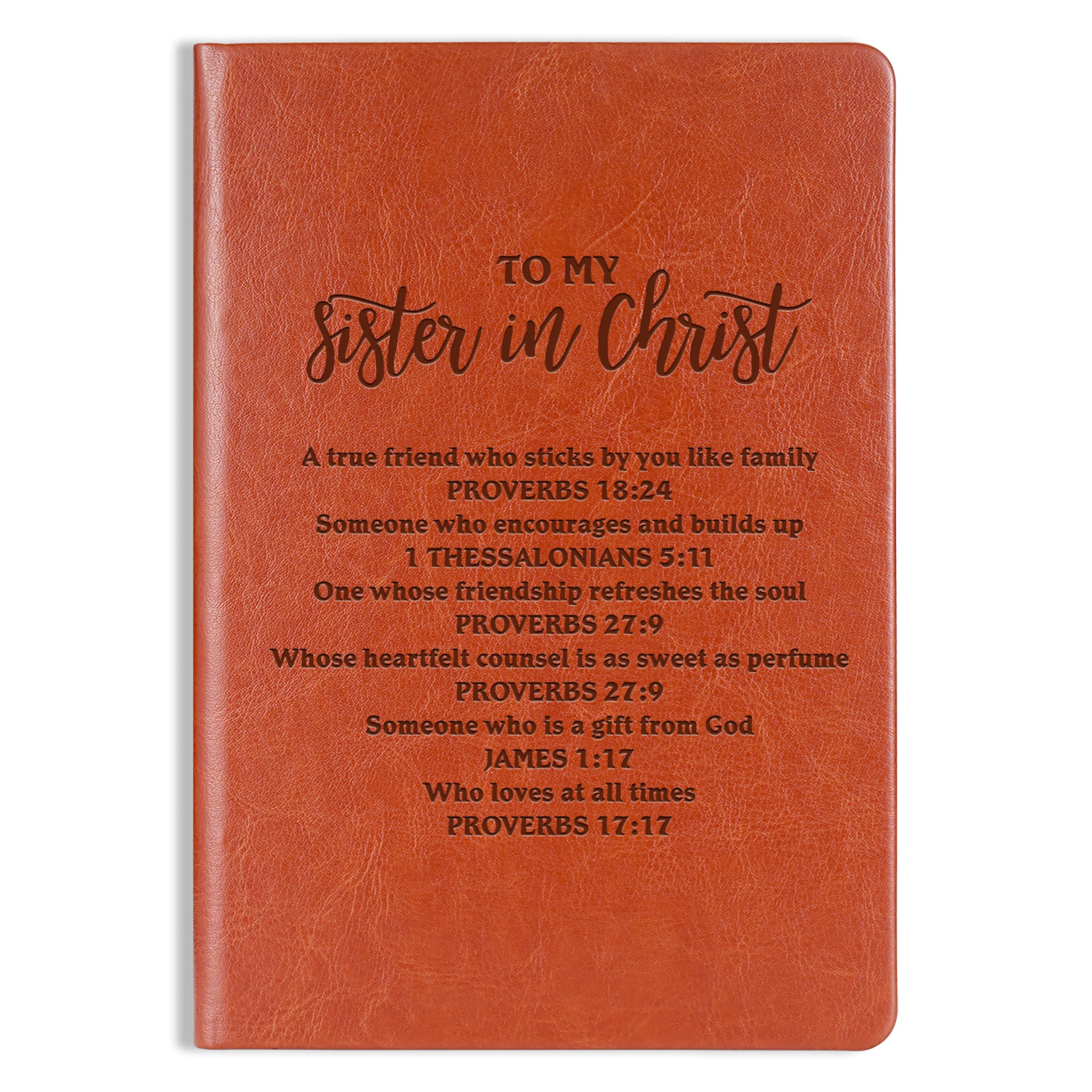 WHLBHG Christian Sister Gift Leather Notebook for Women Sister Religious Sisters in Christ Gifts Christmas Birthday Gifts for Sister Friends