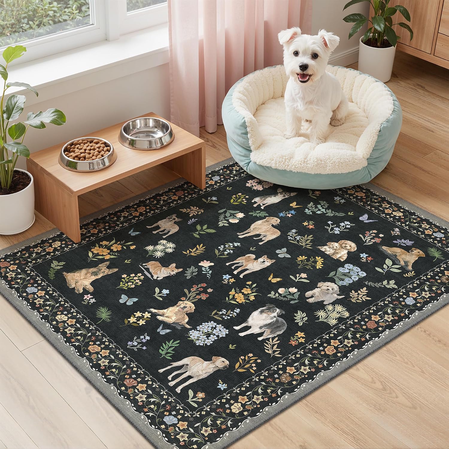  2x3 Dog Rugs for Entryway, Washable Door Mat Animal Soft Rug Black thumbnail