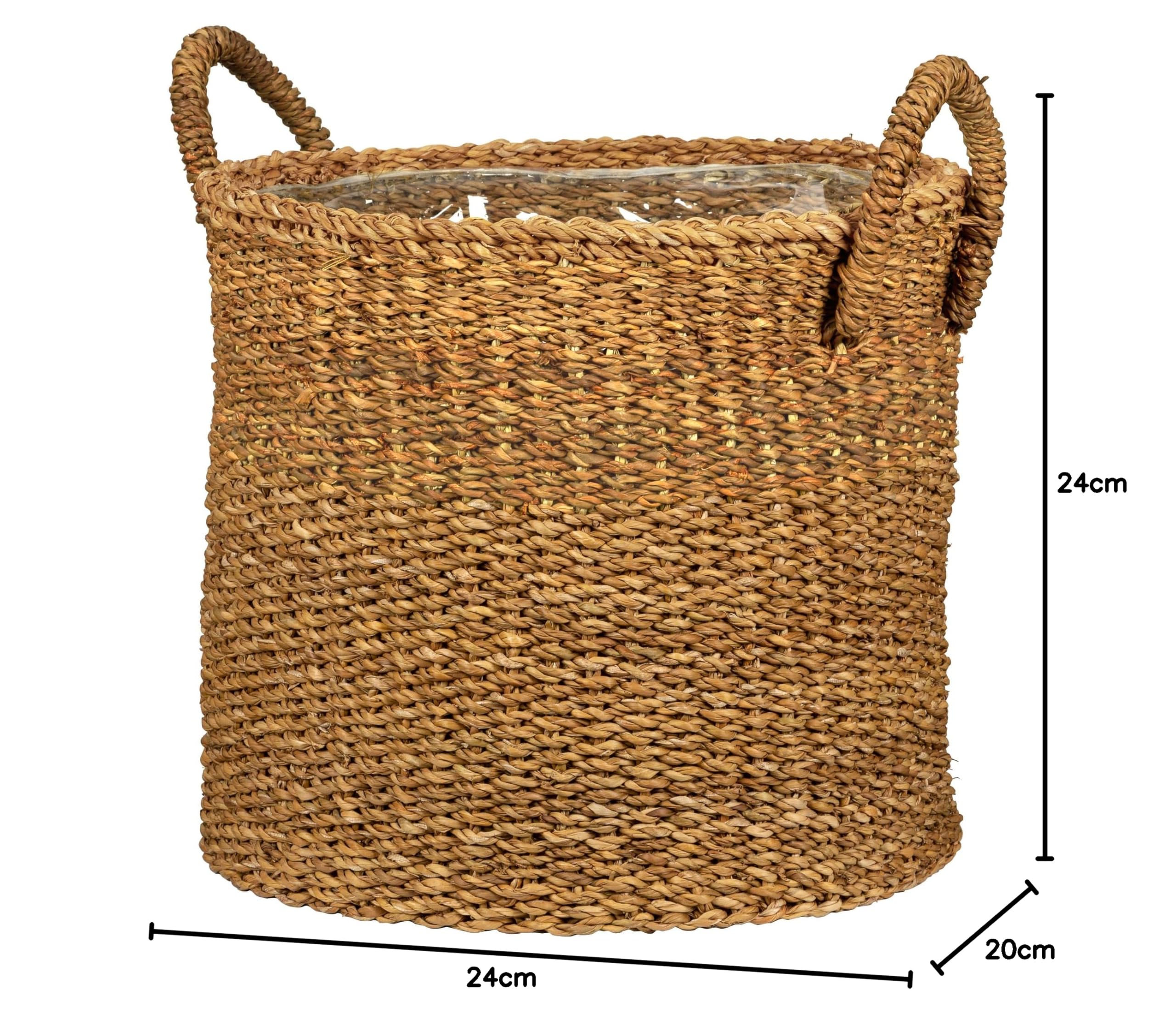 Scheurich Jonc de mer 23 - Panier à plantes avec poignées en jonc de mer - Couleur : rainure - Diamètre : 24 cm - Hauteur : 20 cm - Volume : 7,5 l