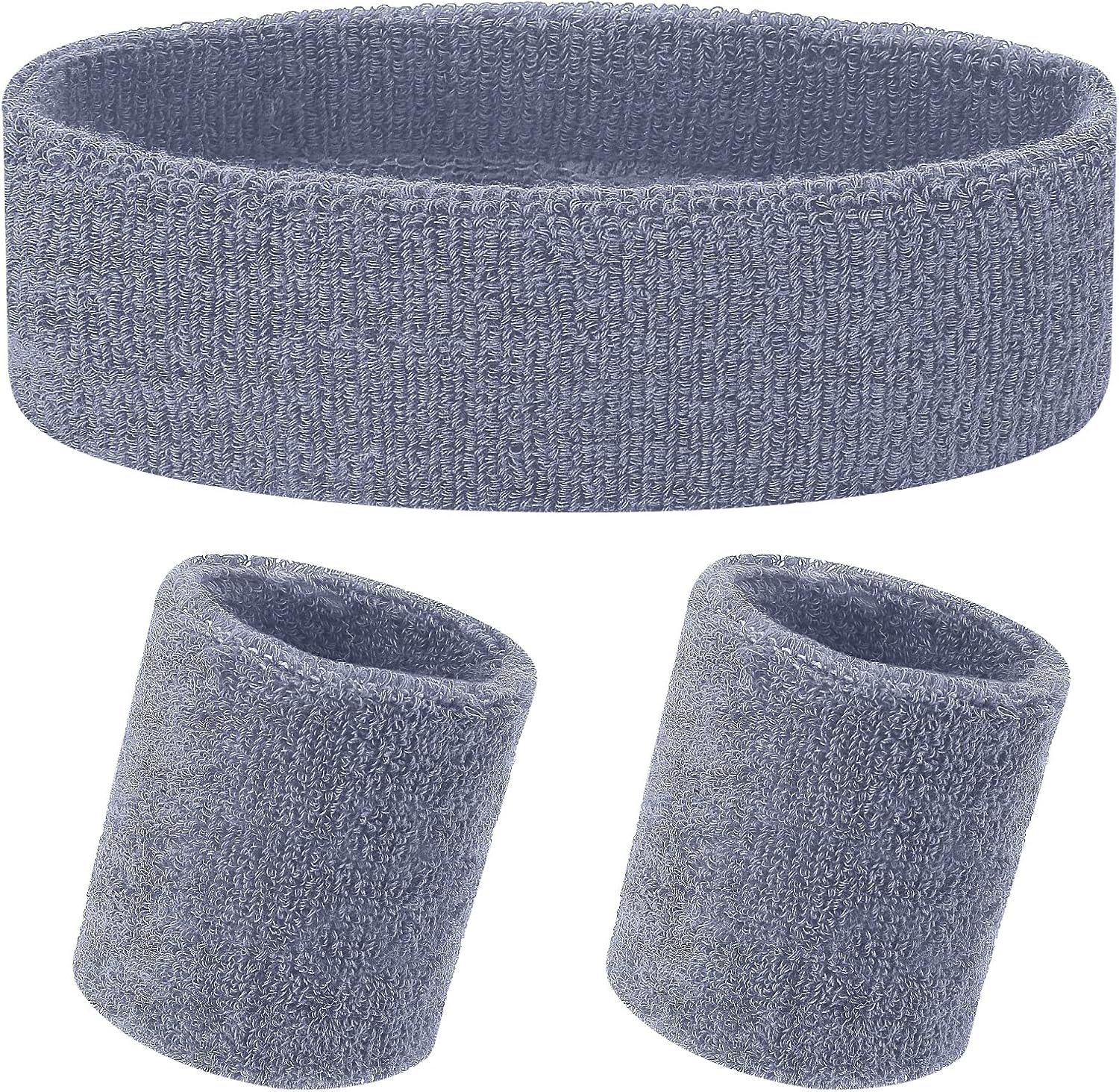 Yolev 3Pieces Sweatband Set, Sports Headband and Wristbands, Set of 1 Headband and 2 Wristbands, for Athletic Men and Women, Black and Neon Green, One Size(Light Green)