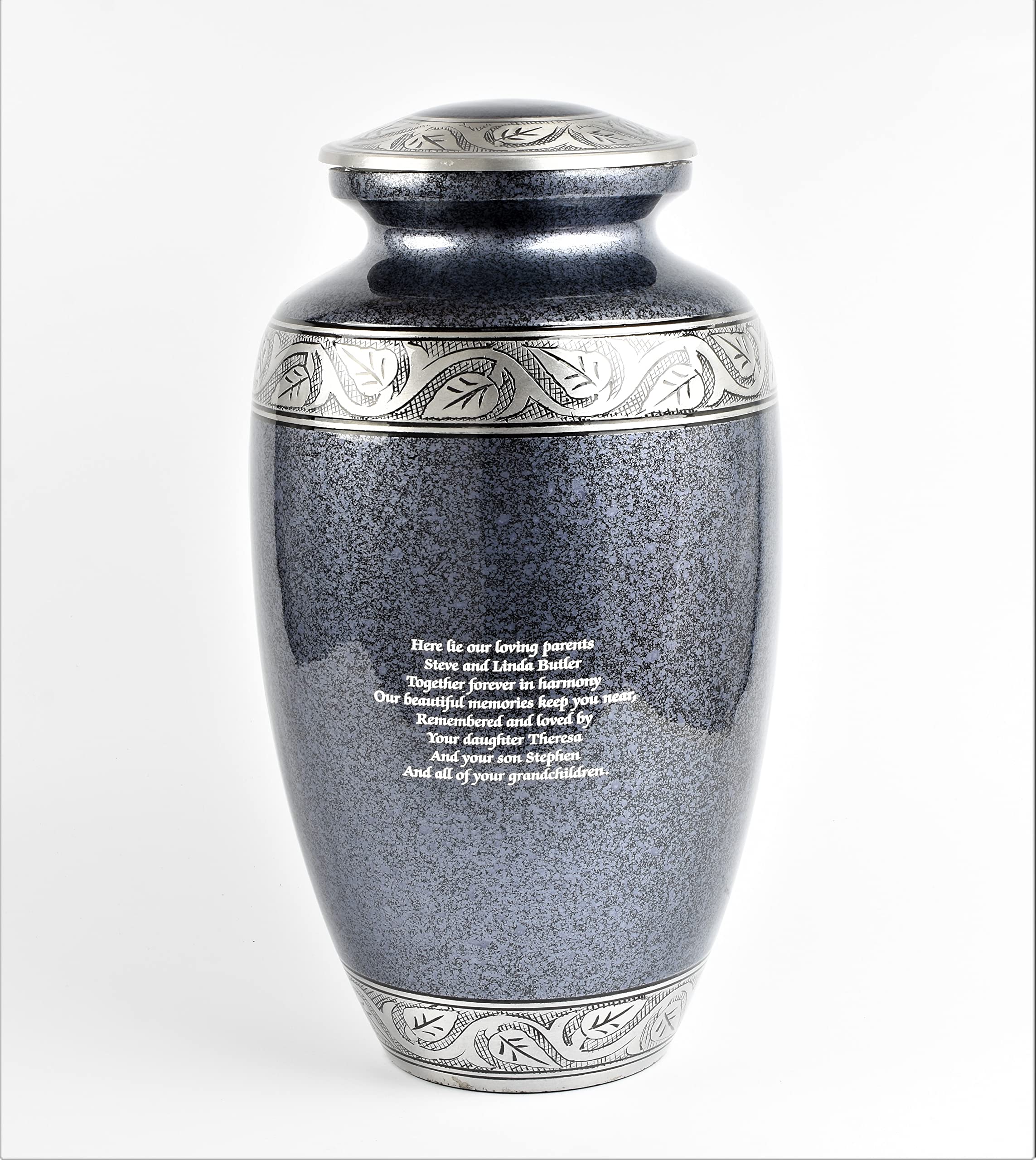 Butterflies Memorial UKDouble Capacity Extra Large Companion Adult Urn for Ashes of 2 People Dual Urn, Free Personalised Text Engraving, Grey, Aluminium