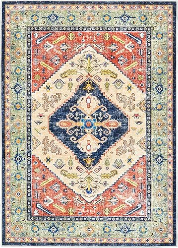 Miniatura 169 de Alfombras de área de 8 x 10 pies para sala de estar, vintage lavable con parte trasera antideslizante, resistente a las manchas, alfombra de área