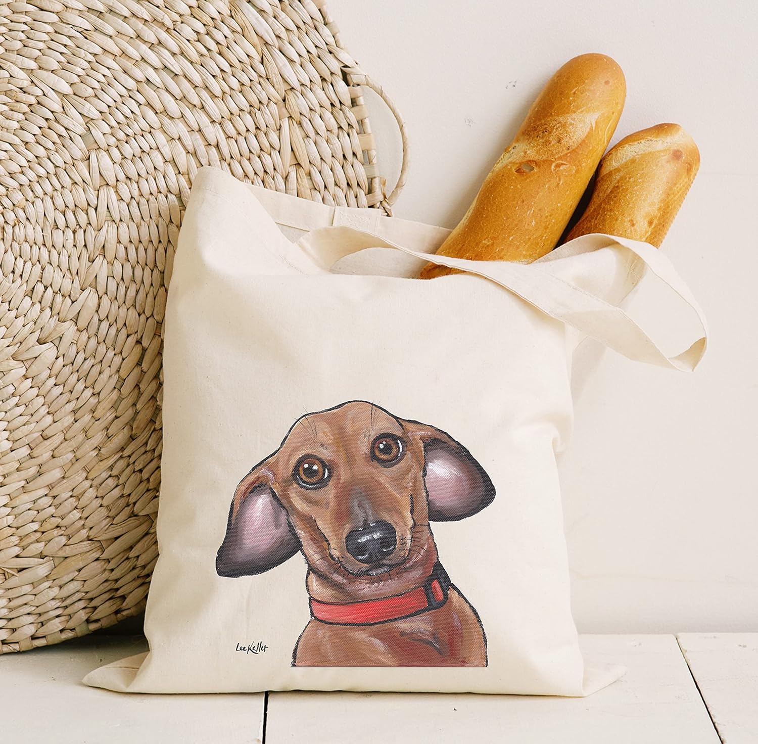 Dachshund Tote Bag - Weinie Dog Gifts - Dachshund Lover Gift - Dachshund Gifts for Women - Doxie Totes -Handmade Totes - Dachshund Canvas Totes - Dachshund Shopping Bag - Grocery Bag - Beach Bag - Image 3