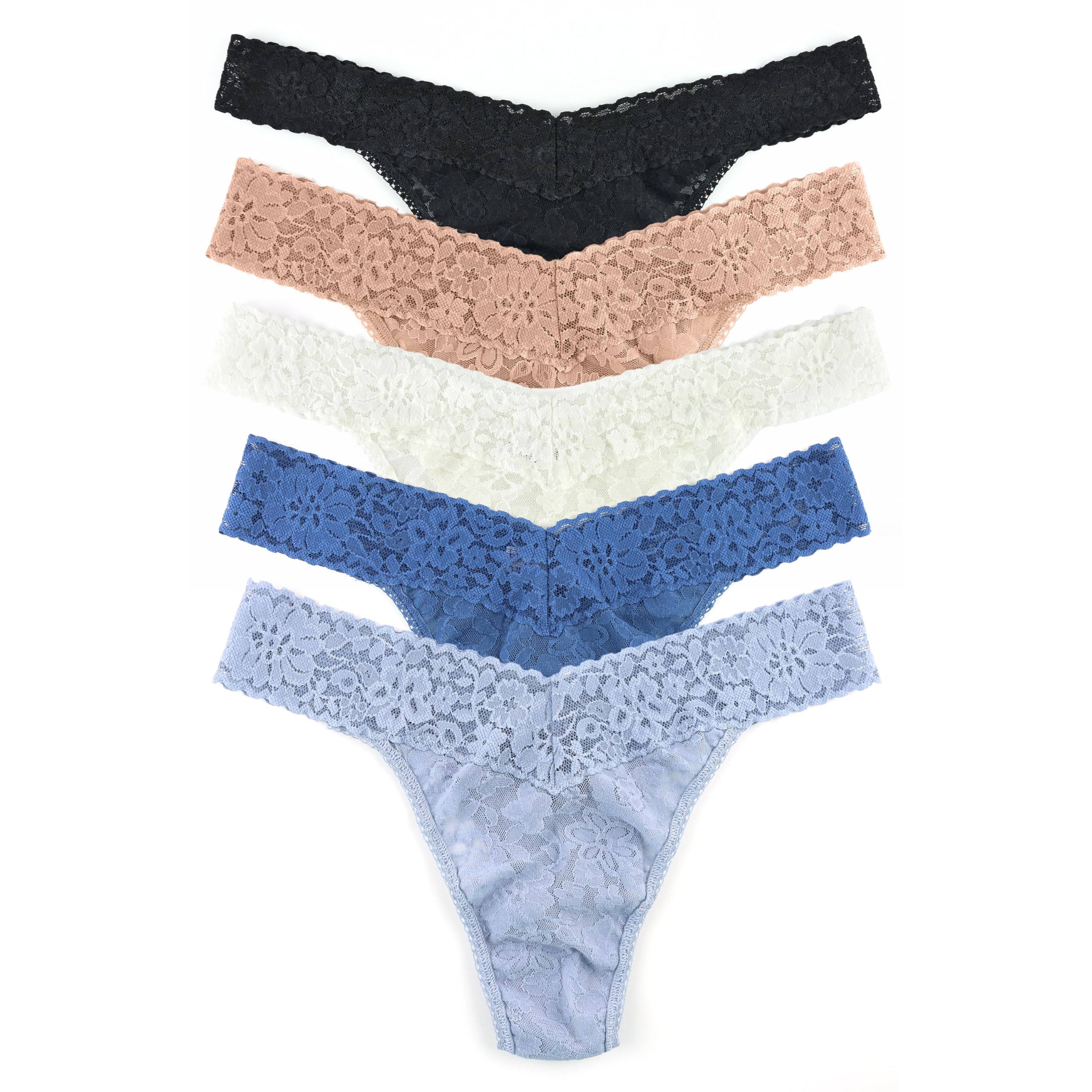 hanky panky - Daily Lace Original Rise Thongs for Women Lacy Panties Soft Cotton Blend Underwear Comfortable Lingerie