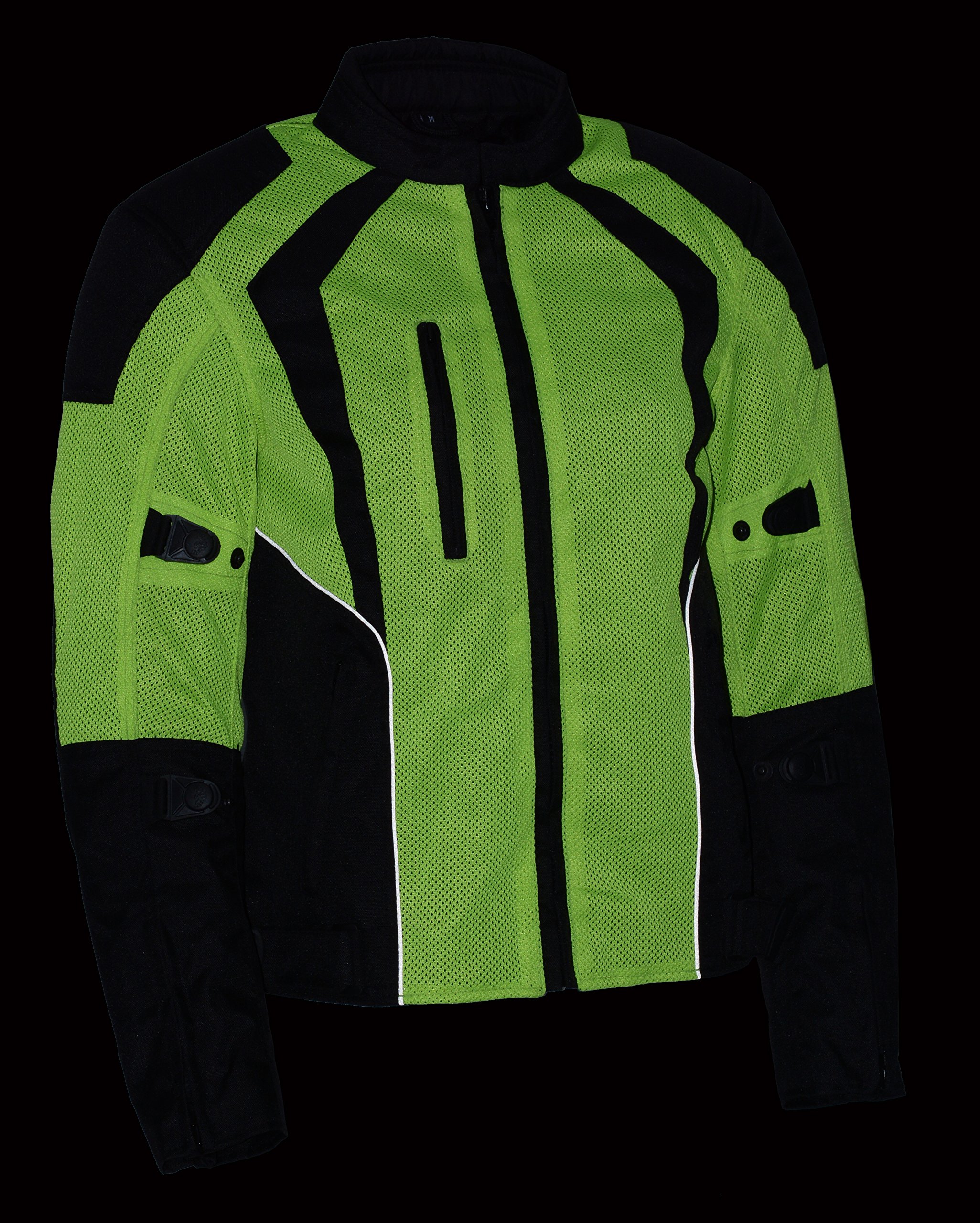 Milwaukee Leather MPL2793 High Vis Green with Black Armored Textile Motorcycle Jacket for Women - All Season Mesh — view 2