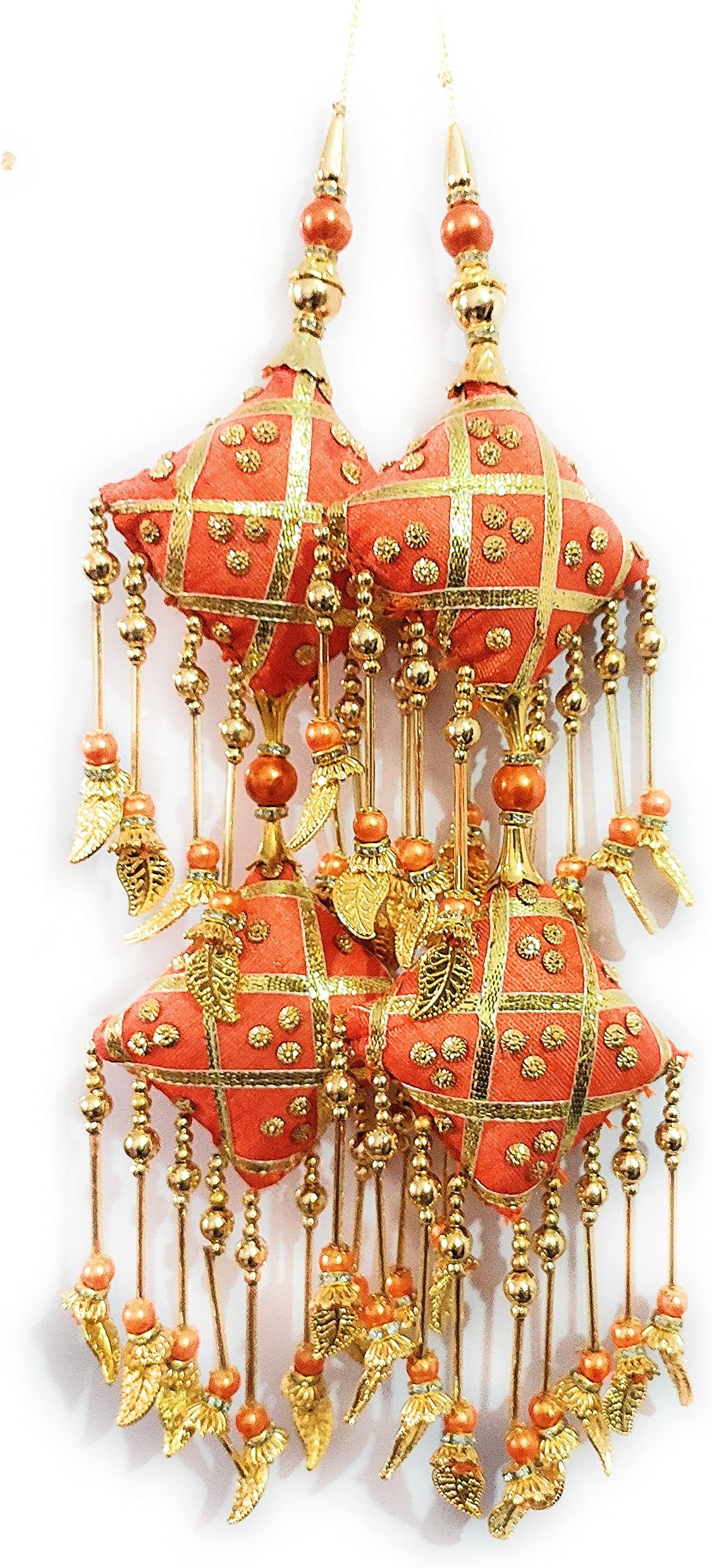 Libas Fashion Latkan for Women Wedding Handmade Hanging Bridal Heavy Tassels Lehange Fancy Color Orange 2 PC, Large