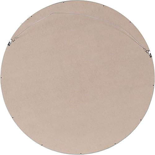 Miniatura 5 de Kate and Laurel Travis Espejo de pared redondo de mediados de siglo, 25.6 pulgadas de diámetro, arena marrón claro, espejo de acento moderno para