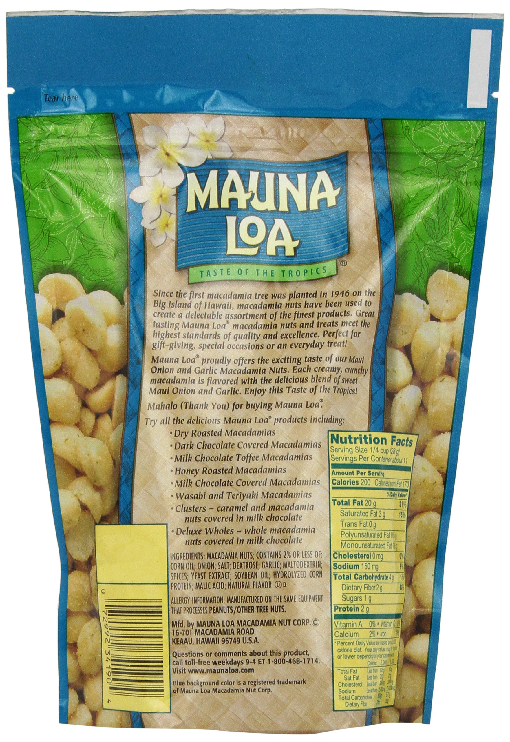 Mauna Loa Macadamias, Maui Onion & Garlic, 11-Ounce Packages - 3
