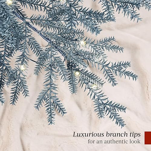 Miniatura 27 de Best Choice Products - Árbol de Navidad con pocas ramas iluminado 9 pies, pino artificial, decoración navideña de abeto noble con luces LED blancas