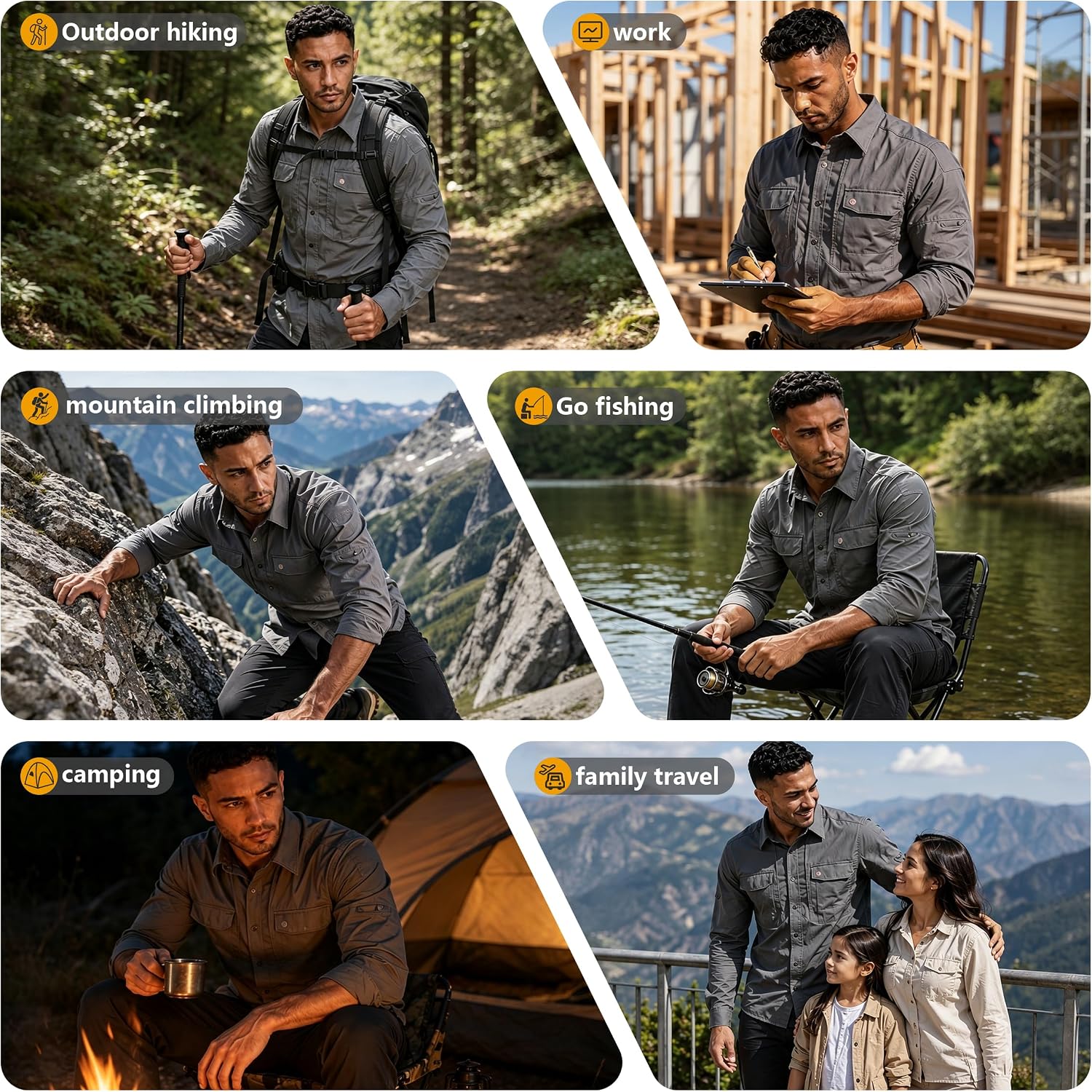 Men's UPF50+Sun Protection Shirt, Safari Shirt Men, Camisa Maja para Hombre image 5