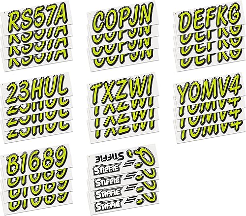 Miniatura 4 de STIFFIE Whipline - Calcomanías de identificación alfanuméricas, adhesivos de números de registro para barcos y embarcaciones personales, color lima
