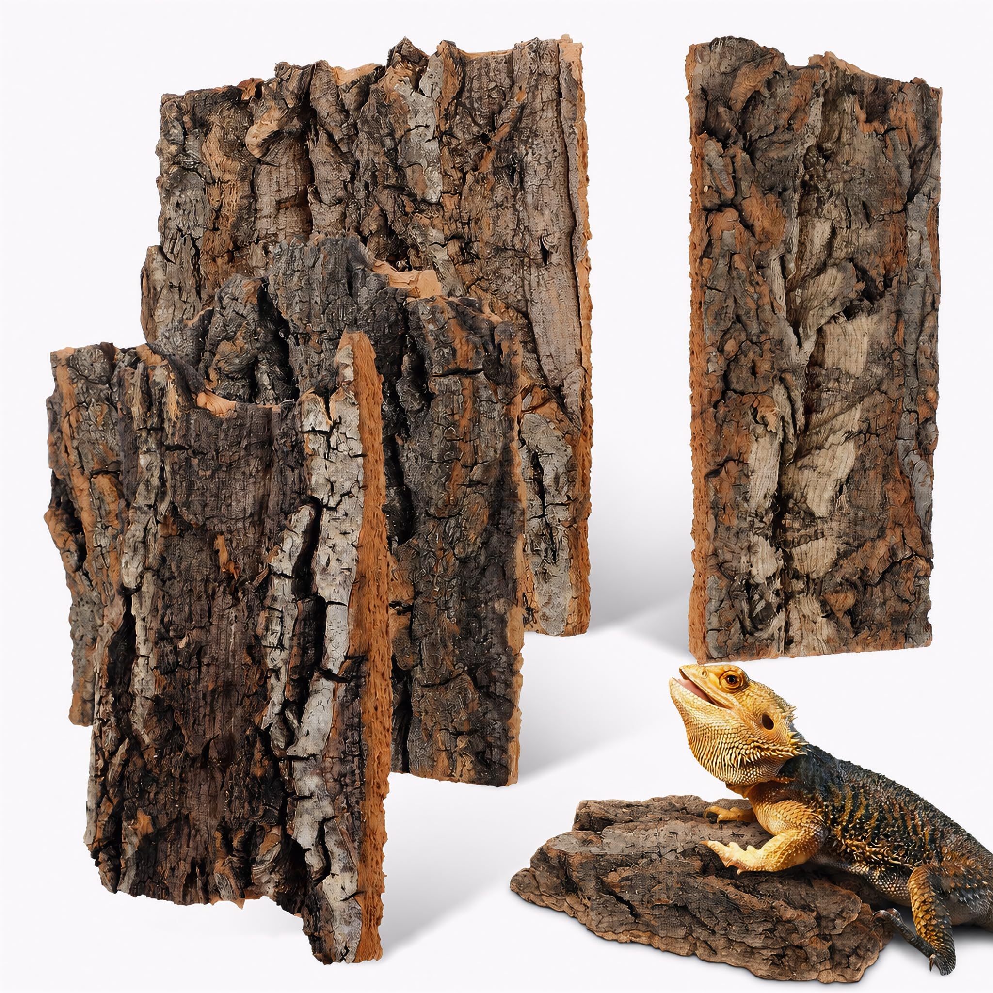 MAGICLULU 4PCS Cork Bark, Natural Reptile Bark Wood Decor for Reptiles