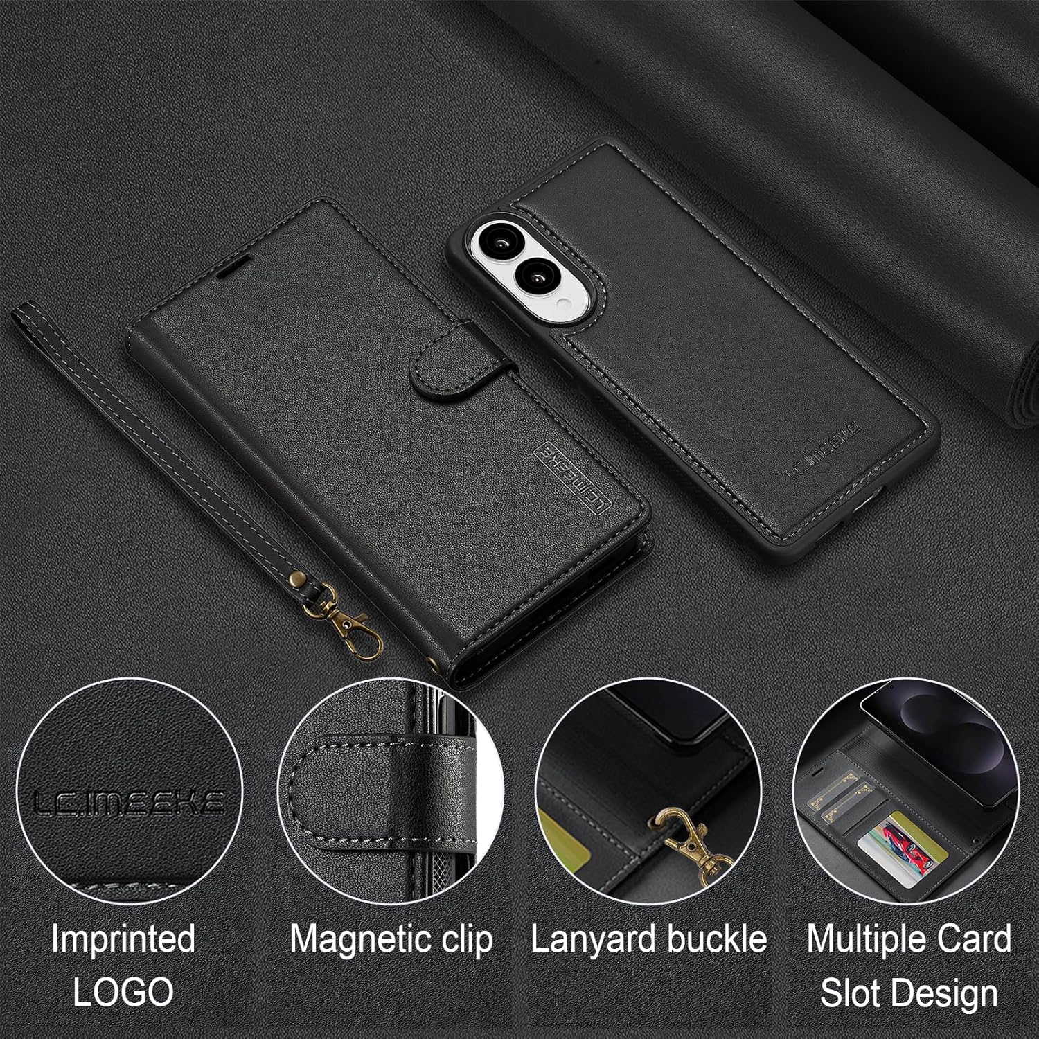 HAII for Samsung Galaxy S25 Edge 2025 Case, 2 in1 Multifunctional Detachable Wallet Phone Case for Men Women with RFID Blocking Wrist Strap Shockproof Protective Case for Galaxy S25 Edge (Black)