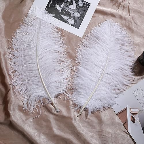 Miniatura 7 de Larryhot Plumas de avestruz grandes blancas 16-18 pulgadas 10 plumas para jarrón centros de mesa de fiesta de boda y decoración del hogar blanco