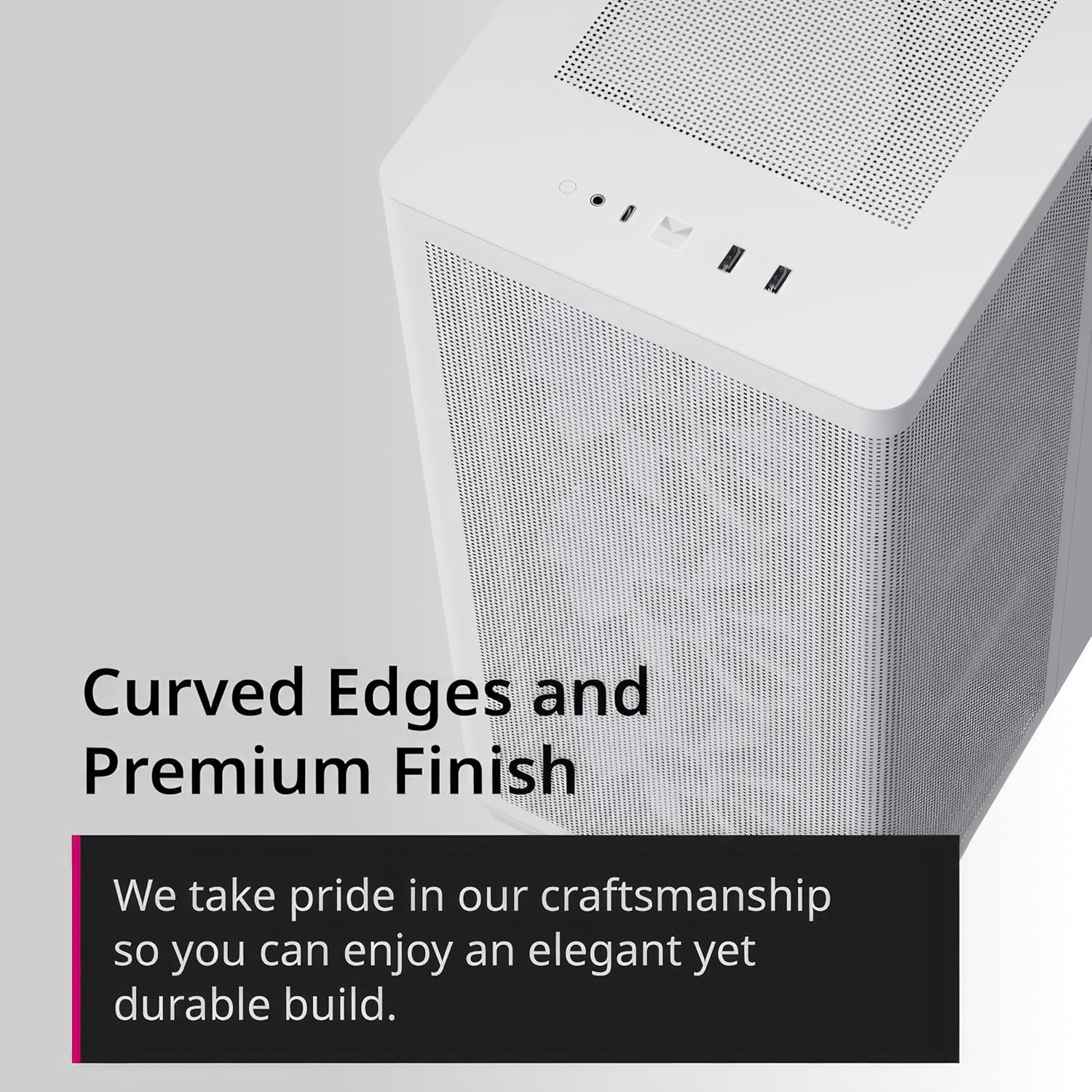 APNX C1-R Mid-Tower ATX High Airflow PC Case, 4x120mm White Fans, 11 Fan Slots, 360mm Radiator Support, ASUS/MSI Back-Connect Motherboard Support, Tempered Glass Panel, Cable Management, Type-C, White