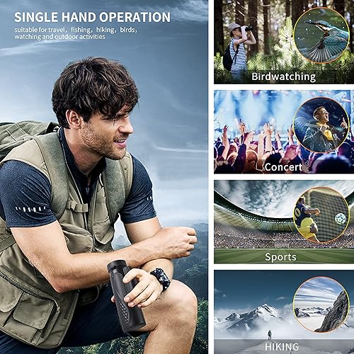 Miniatura 6 de Telescopio monocular de 12 x 42 pulgadas de alta potencia para adultos, telescopio monocular con soporte para smartphone y trípode, telescopio de