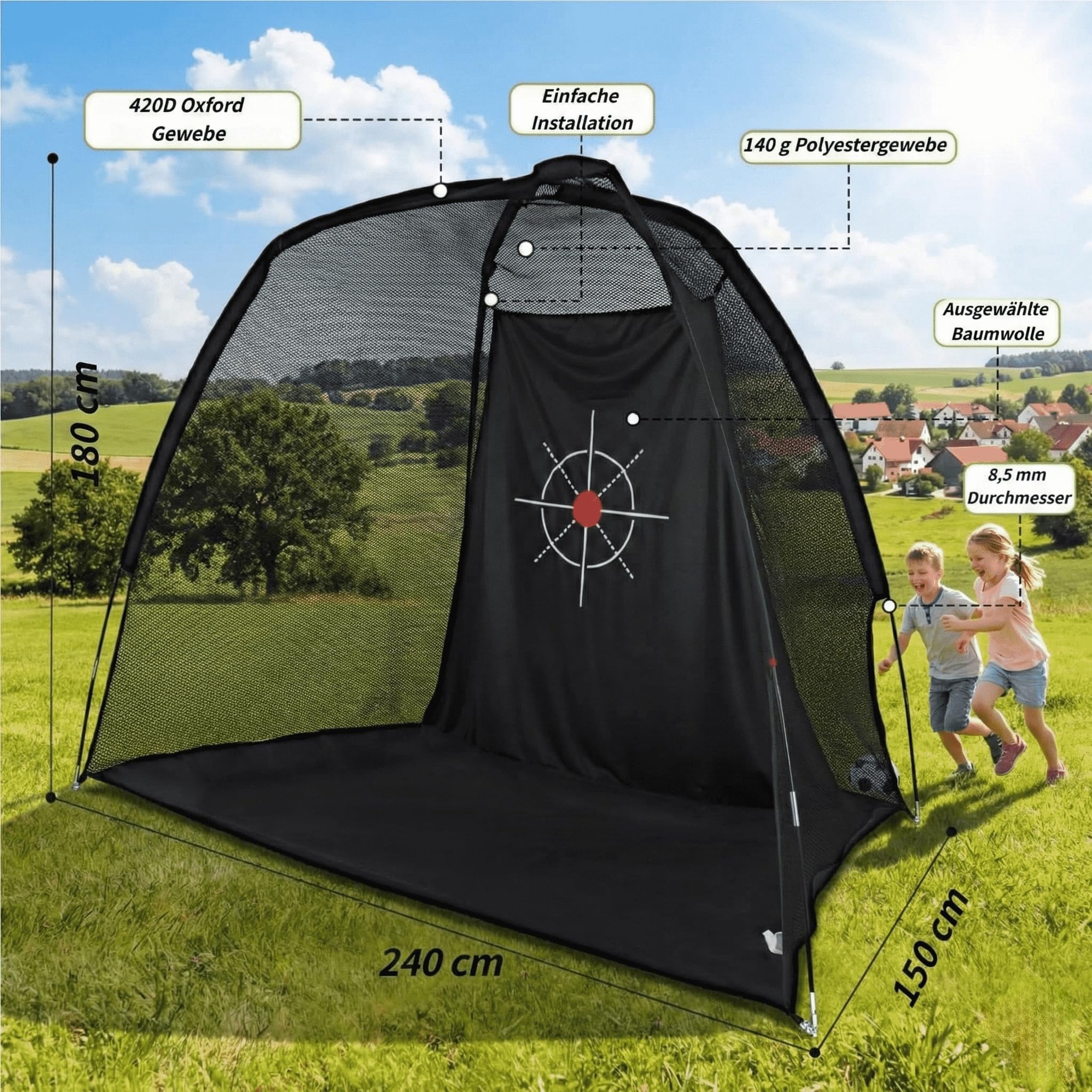 Kapler Golfnetz für Zuhause: Golf Übungsnetz - Schlagnetz Set inkl. Matte Bälle für Indoor Outdoor Garten - Robustes Trainingsnetz für Full Swing Chipping