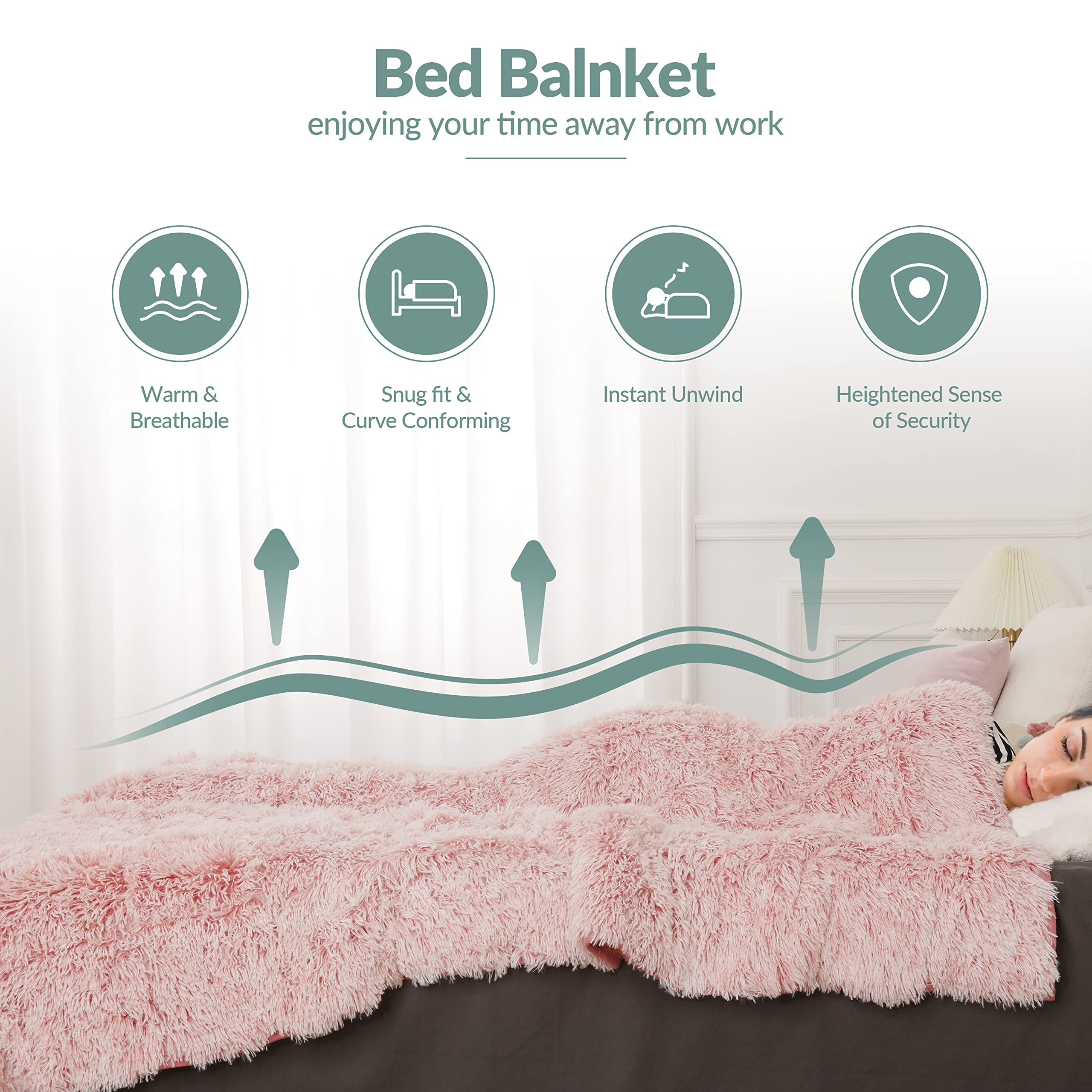 Wemore Shaggy Long Fur Faux Fur Weighted Blanket, Cozy and Plush Sherpa