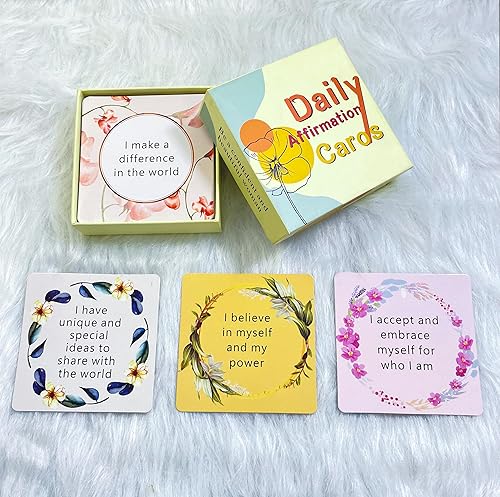 ZHQGYN Tarjetas de afirmaciones, 54 tarjetas de afirmaciones diarias, tarjetas de afirmaciones para mujeres, tarjetas positivas, ejercicios de