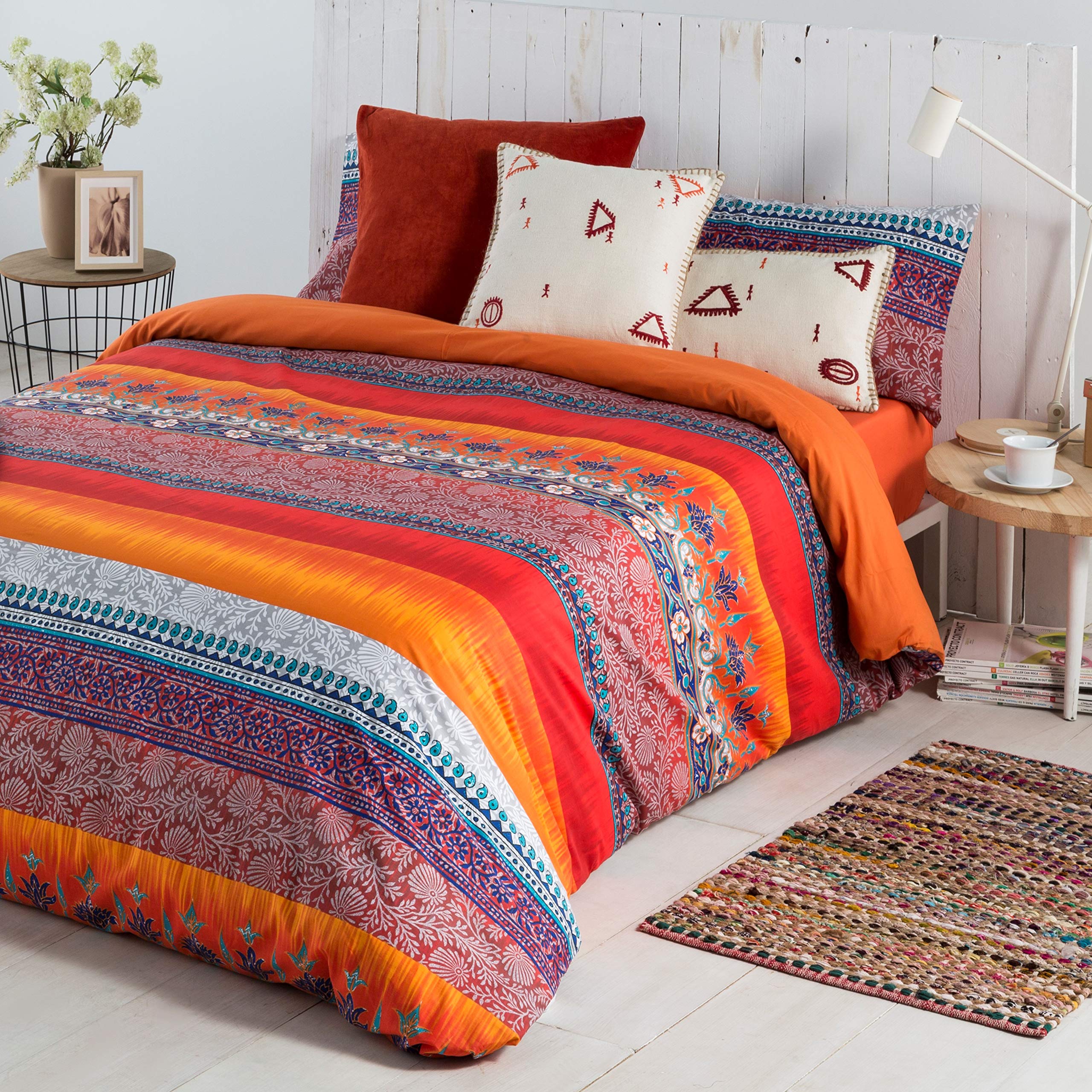 COTTON ARTean Funda Nórdica Cama 150 Indi Percal ALGODÓN 100% Funda edredón 240x260 + 2 fundas almohada
