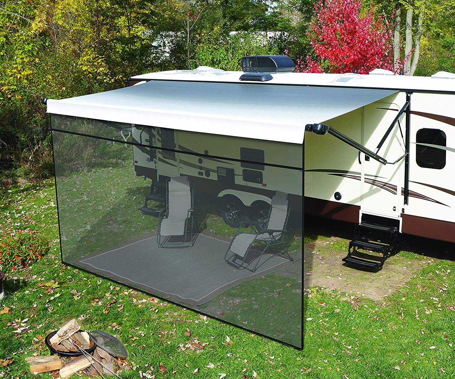 Solera Super Shade Front Panel for 5th Wheel, Travel Trailer and Motorhome RV Awnings, 10' x 19'