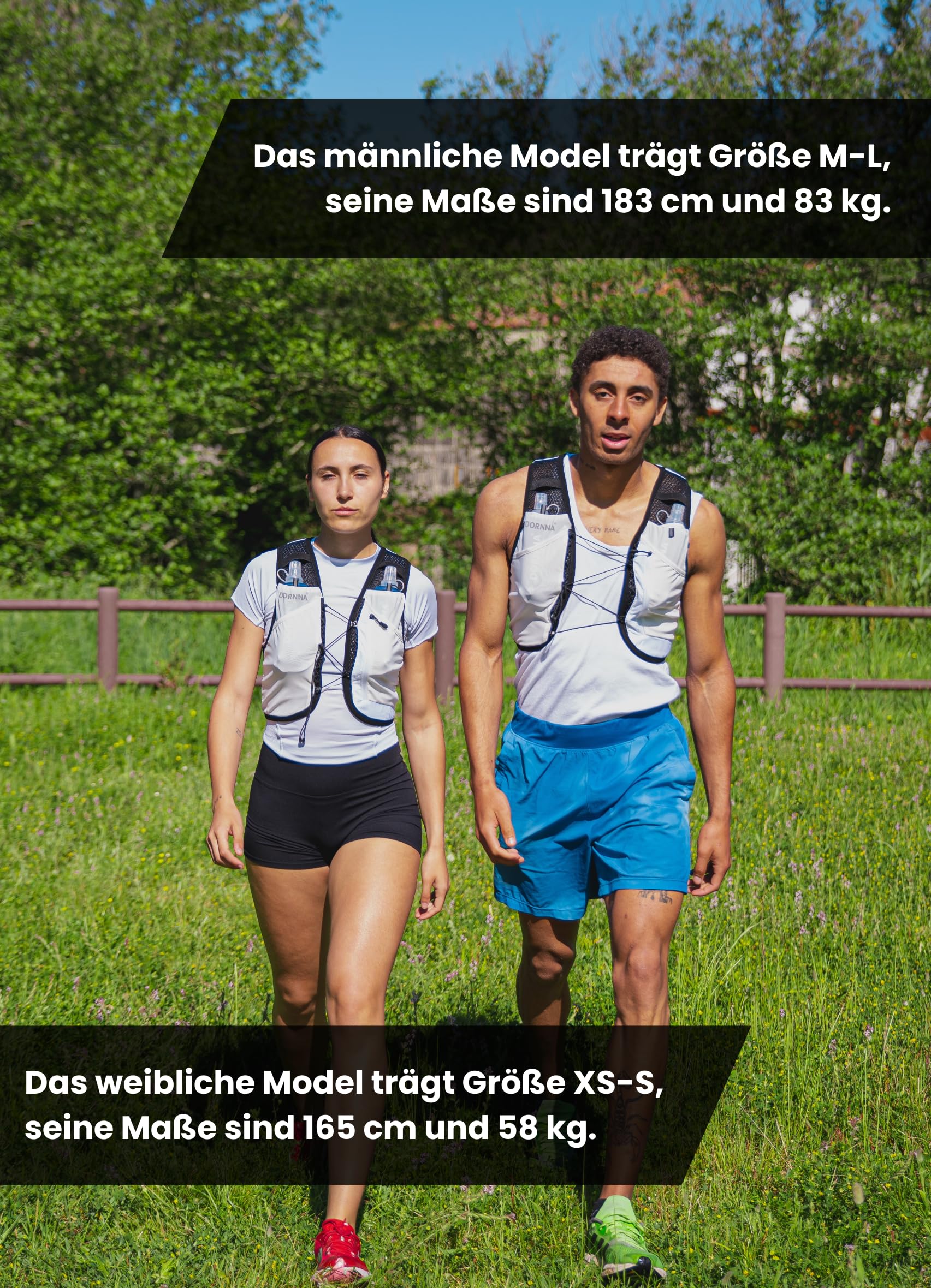 Laufweste Damen Herren mit 2 Trinkflasche 500 ml Running Vest Laufrucksack