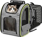 Pecute Expandable Cat Backpackfor Cats & Small Dogs, Breathable Mesh Pet Carrier Backpack Dog Carrier Backpack for Hiking Travel Camping, Up to 5kg, Blue