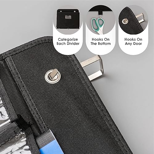 Miniatura 2 de Organizador de archivos de pared para colgar sobre la puerta, estante de documentos con 5 bolsillos para archivos, clasificador multiusos para