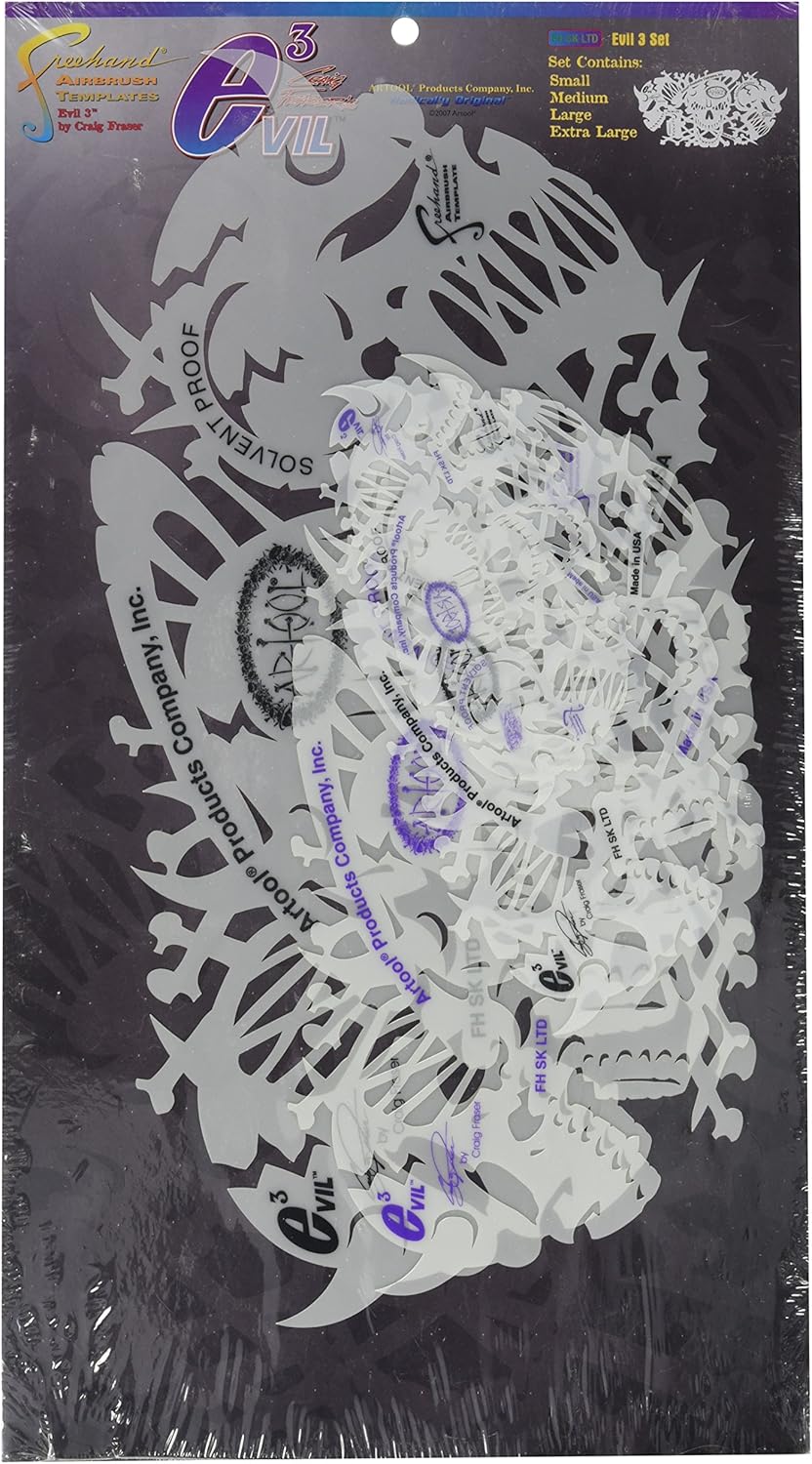 Artool Freehand Airbrush Templates, 3 Evils Template Set