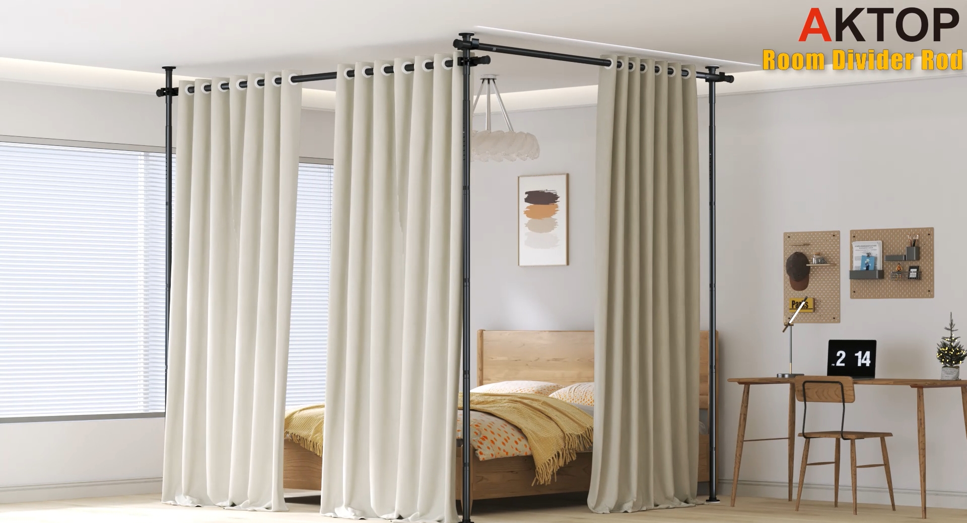 Amazon.com - AKTOP Room Divider, No Drilling Curtain Tension Rods