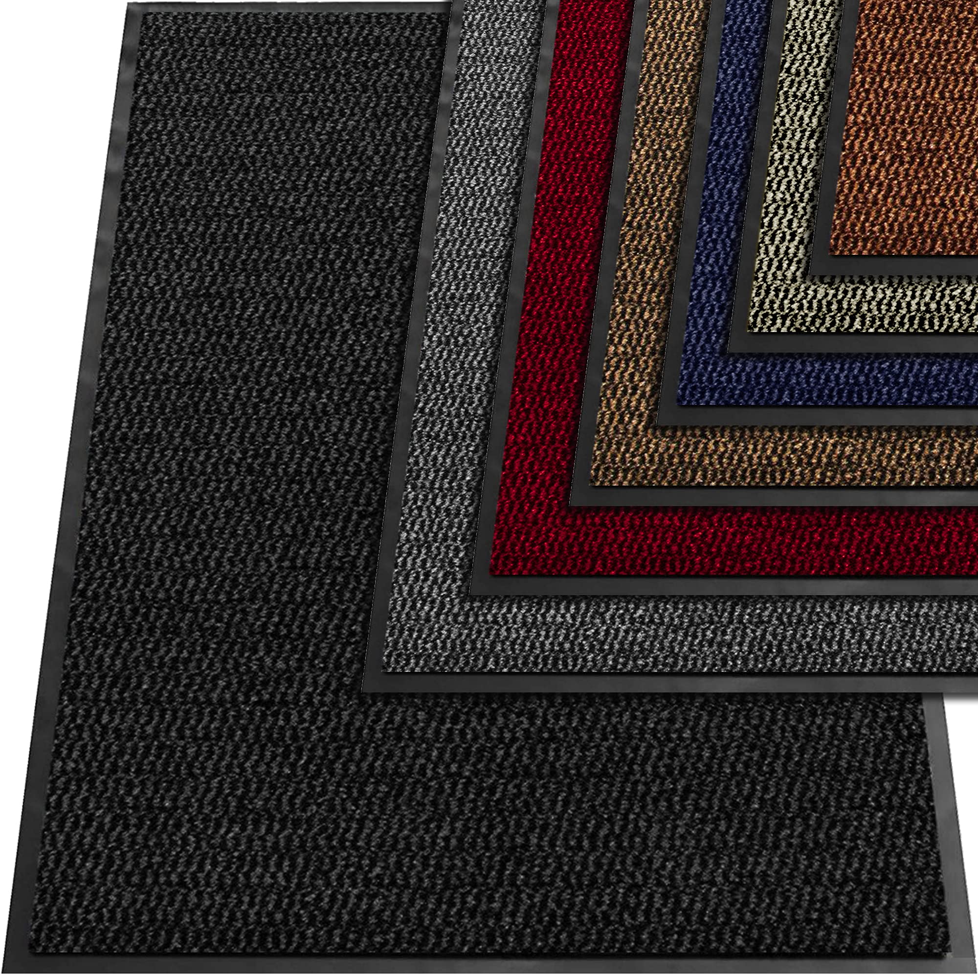 TrendMakers Anthracite Black Durable Rubber Door Mat, Front Waterproof Floor mat, Low Profile, Heavy Duty Welcome Doormat Indoor/Outdoor, Rug Mats Entrance, Kitchen, Non Slip Runners (120cm x 180cm)