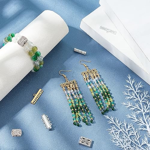 Miniatura 2 de PH PandaHall 18 estilos de cierre de capas, 166 piezas de cierres deslizantes de múltiples hebras, tubos de cierre de extremo, eslabones de conector