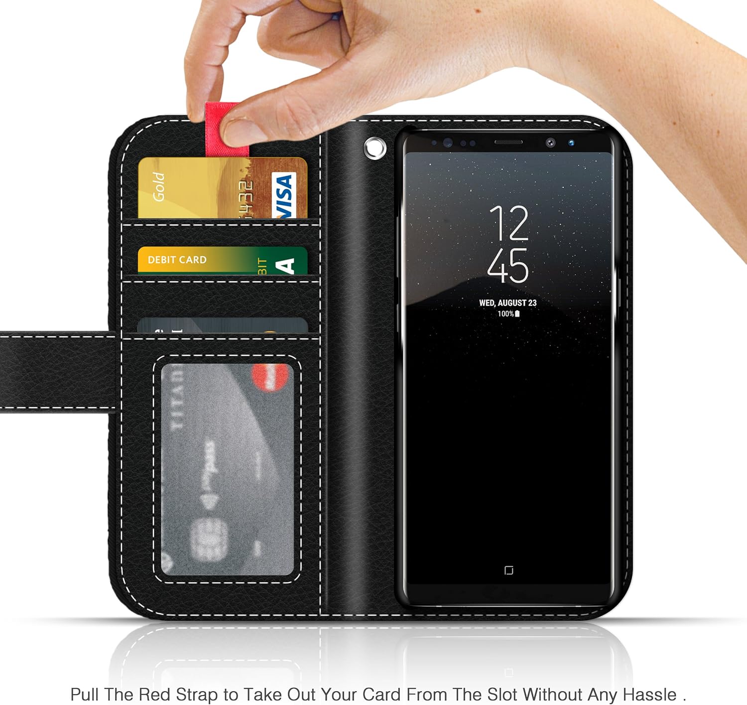 E LV Purse Case for Samsung Galaxy Note 8 [Cards Slot Pocket], Flip [PU Leather] Case Folio Wallet Purse Protective Magnetic-Closer Case Cover for Galaxy Note 8 [Black]