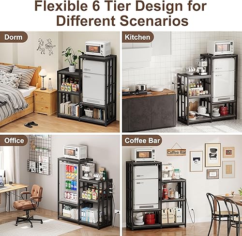 Miniatura 5 de Mini soporte para nevera, barra de café, gabinete con espacio de almacenamiento pequeño para frigorífico, organizador de estante para dormitorio,