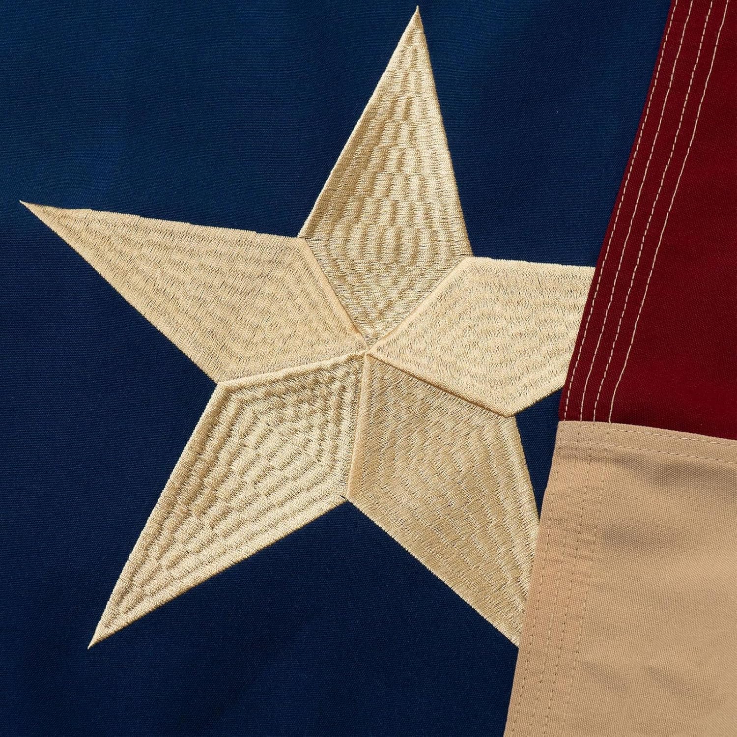 Homissor 100% Cotton Flag Texas Flag 3x5 Vintage TX State Flags Heavy Duty Outdoor Embroidered Stars Vintage Banner