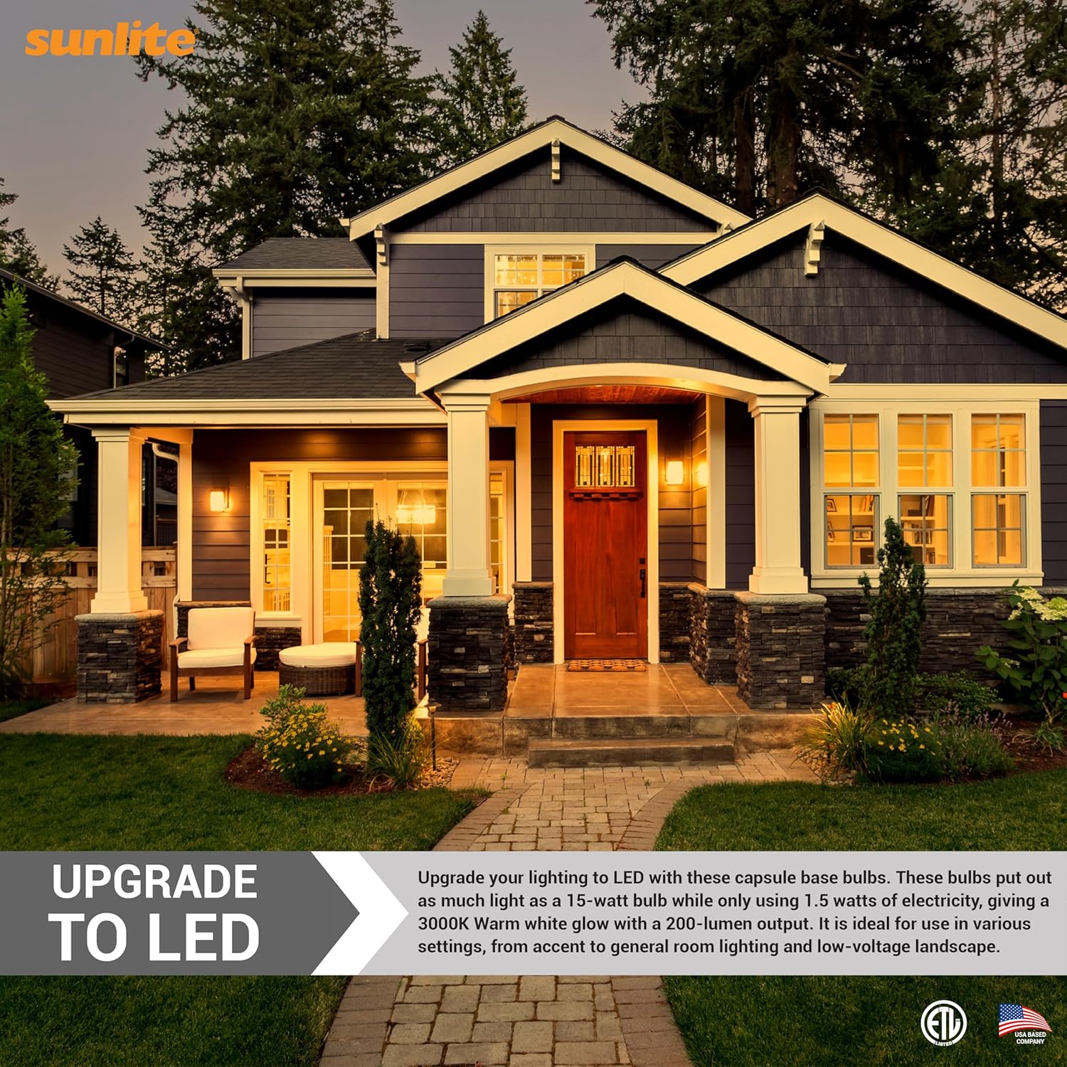 Sunlite LED G4 Single Ended Bi-Pin Light Bulb, 1.5 Watts (15W Equiv.), 200 Lumens, 3000K Warm White, 12V, 2-Pin (G4) Base, 360 Degree Beam Angle, Dimmable, RoHS Compliant, ETL Listed, Clear, 5 Pack