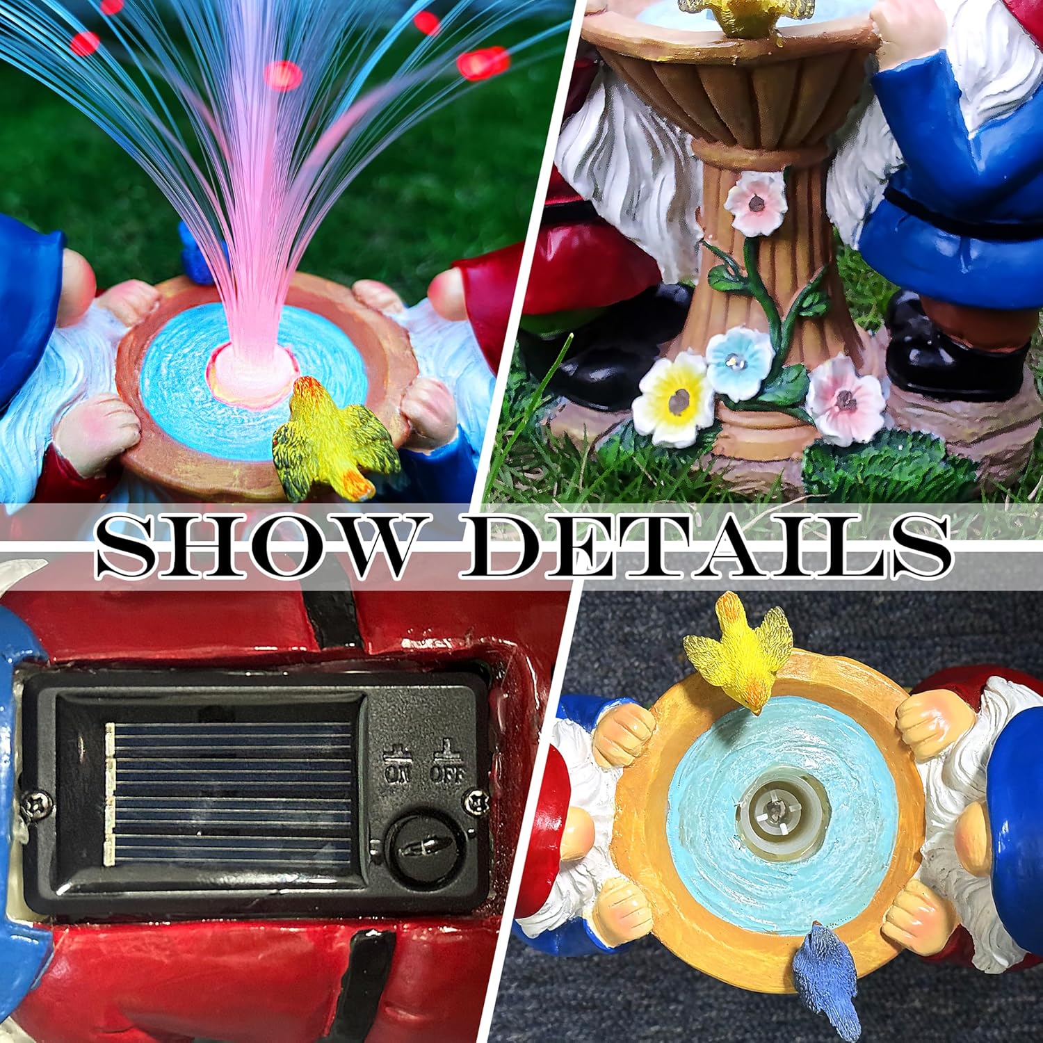 Solar Gnome Garden Statues，LED Lights Outdoor with 7 Multi-Color Changing Modes Solar Garden Decor Yard Lights Outside Patio Lawn, Gifts for Mom Grandma Women Birthday - Image 7