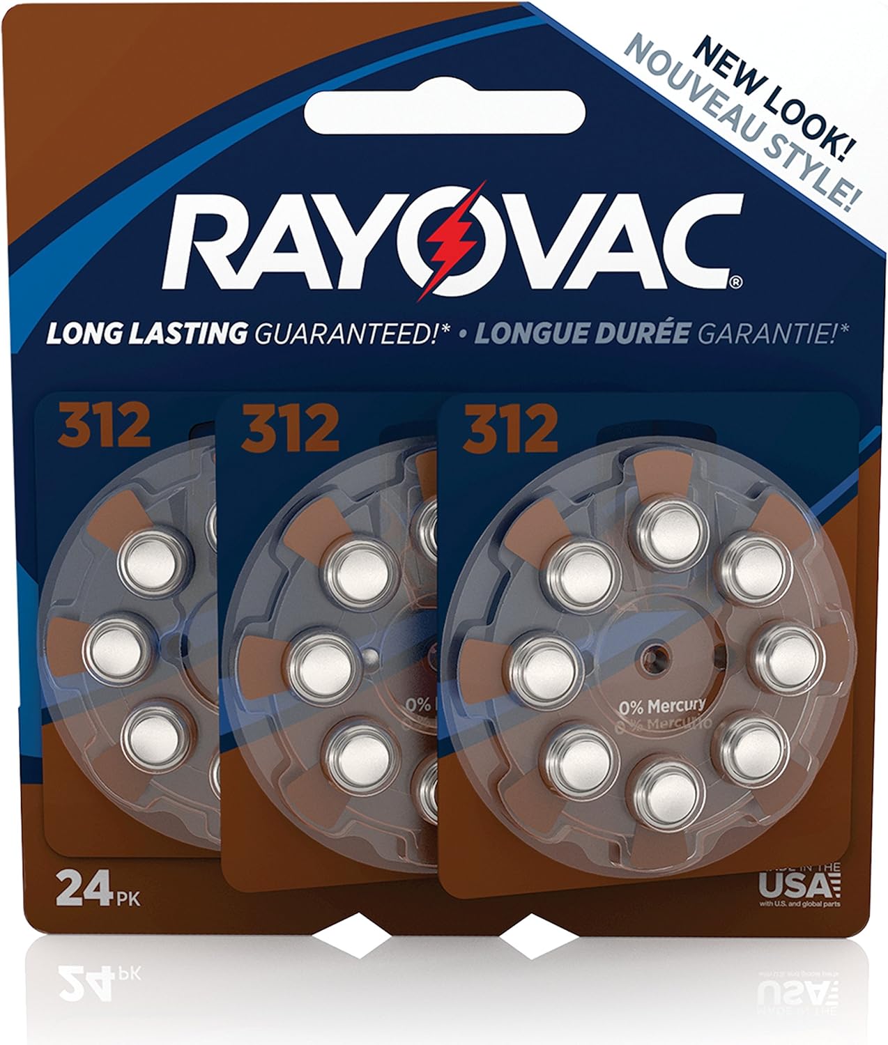 Rayovac L312ZA-80ZM Mercury Free Hearing Aid Battery, Size 312, 80- Count