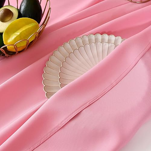 Miniatura 7 de MEANMOY Mantel redondo resistente al agua y a las manchas color rosa de 210 GSM para mesa circular  Mantel sólido pequeño de 48 pulgadas en tela de