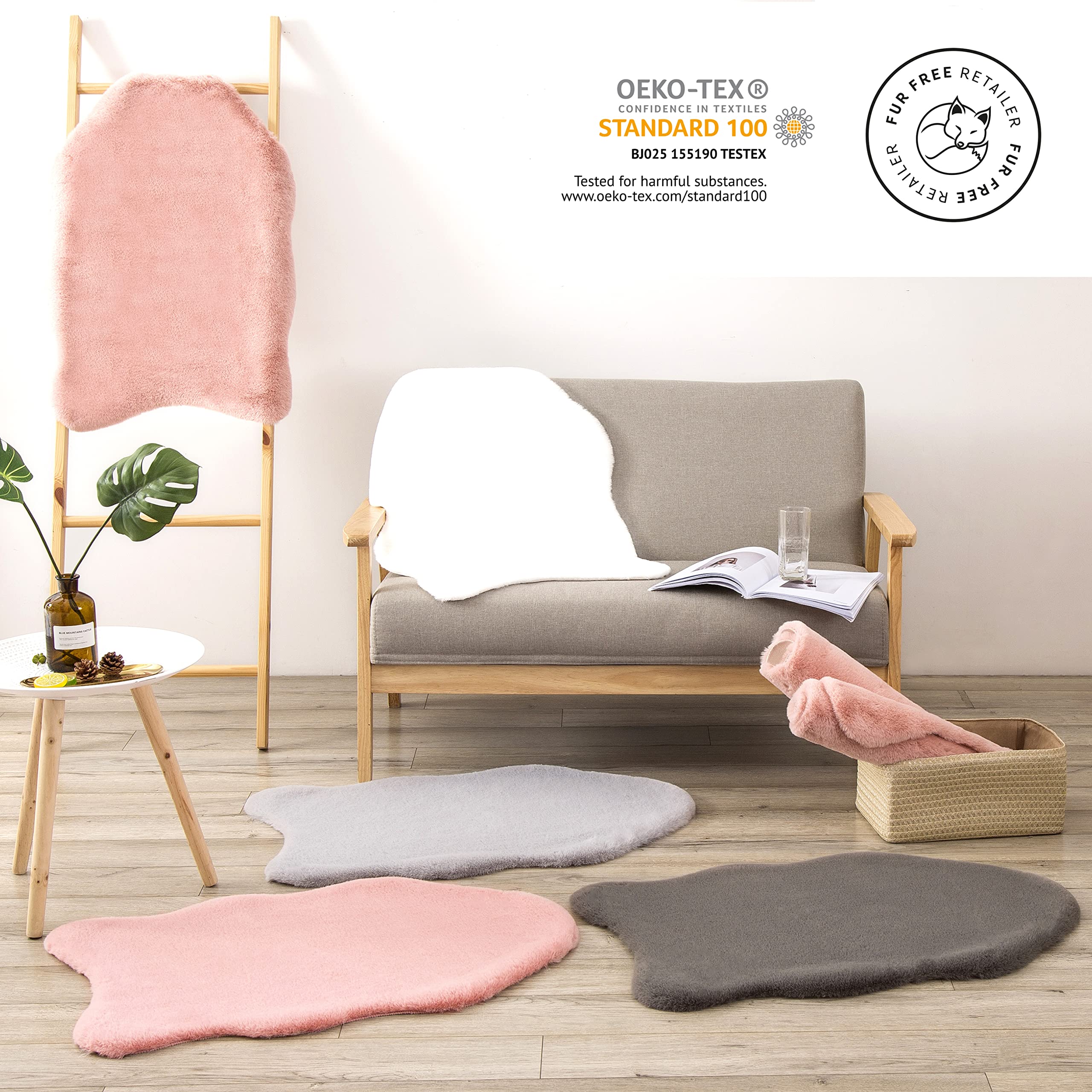 Teppich Wölkchen Alfombra de imitación de Piel - Sala de Estar, decoración de la Sala de Dormir - Alfombra de Piel Lavable como de Cama, cojín de Silla - Gris Oscuro, 30 cm Redondo