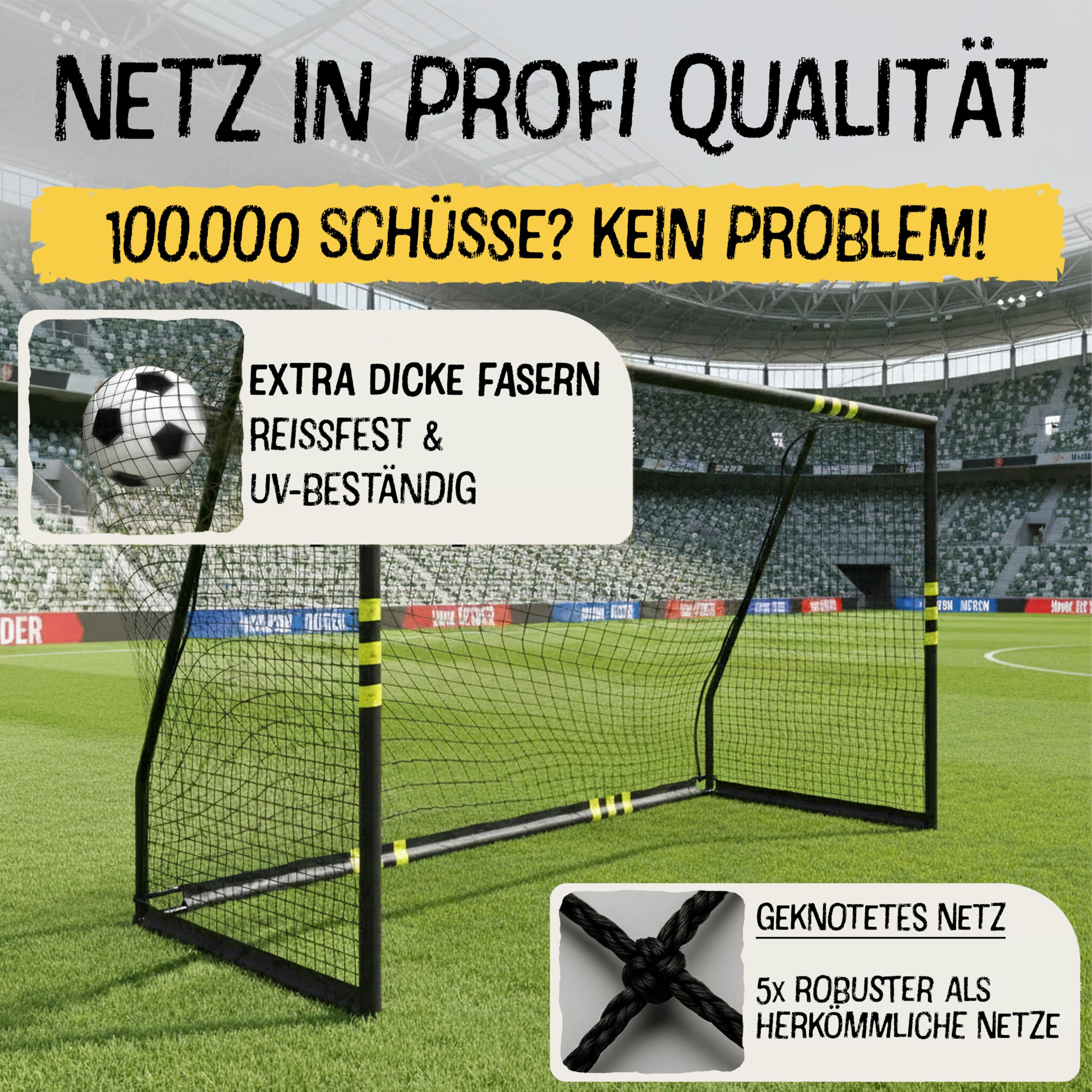 FRIEDO Fußballtor Kinder I 120x180 160x240 200x300cm I CE-geprüft I Rostfrei & wetterfest für den Garten I Fussball Tor mit stabilem Stand I Premium Fußball Tor mit reißfestem Netz I Goal for Outdoor