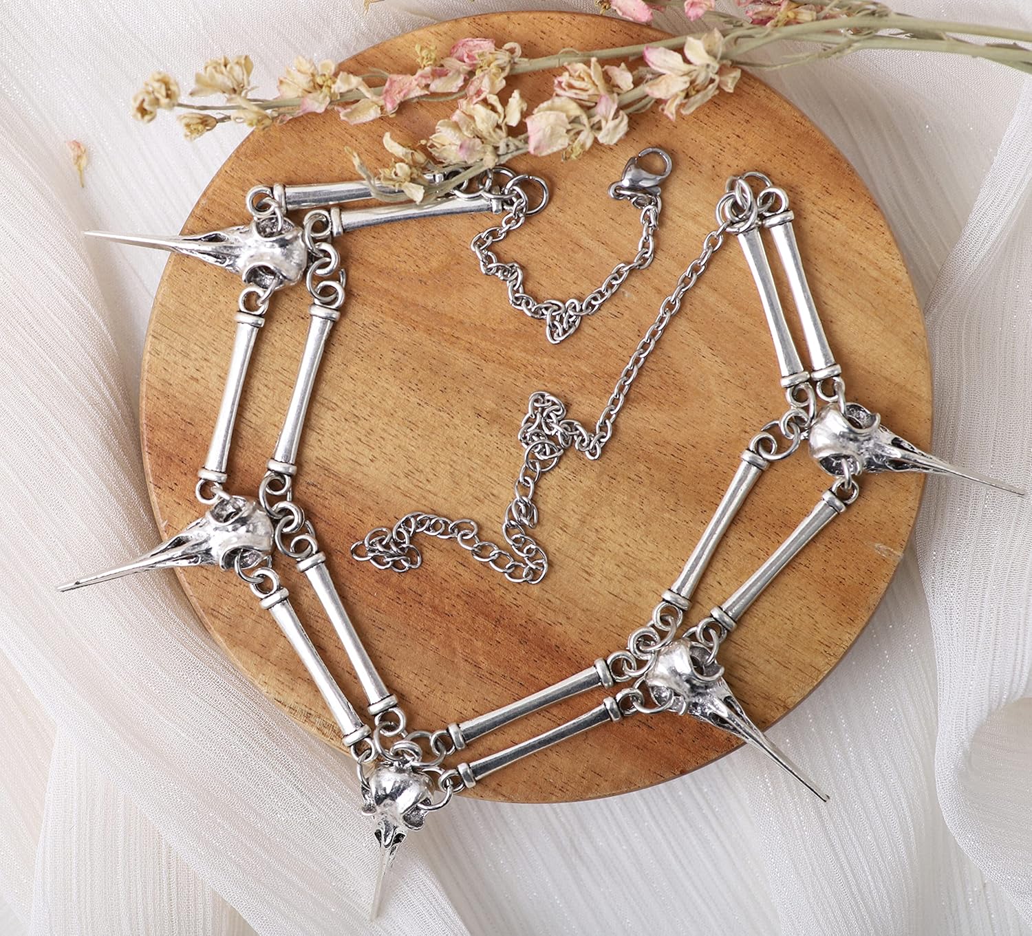 Sacina Gothic Skull Skeleton Choker Necklace, Zinc Alloy Skull Pendant, Goth Halloween Jewelry Gift for Women, Men - Image 7