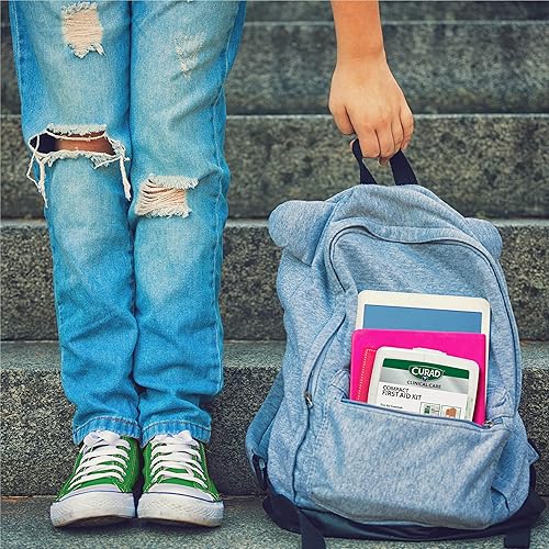 Miniatura 7 de Curad Kit compacto de primeros auxilios con medicina de venta libre todo propósito vendajes de tela flexible y mariposa ungüento antibiótico toallas