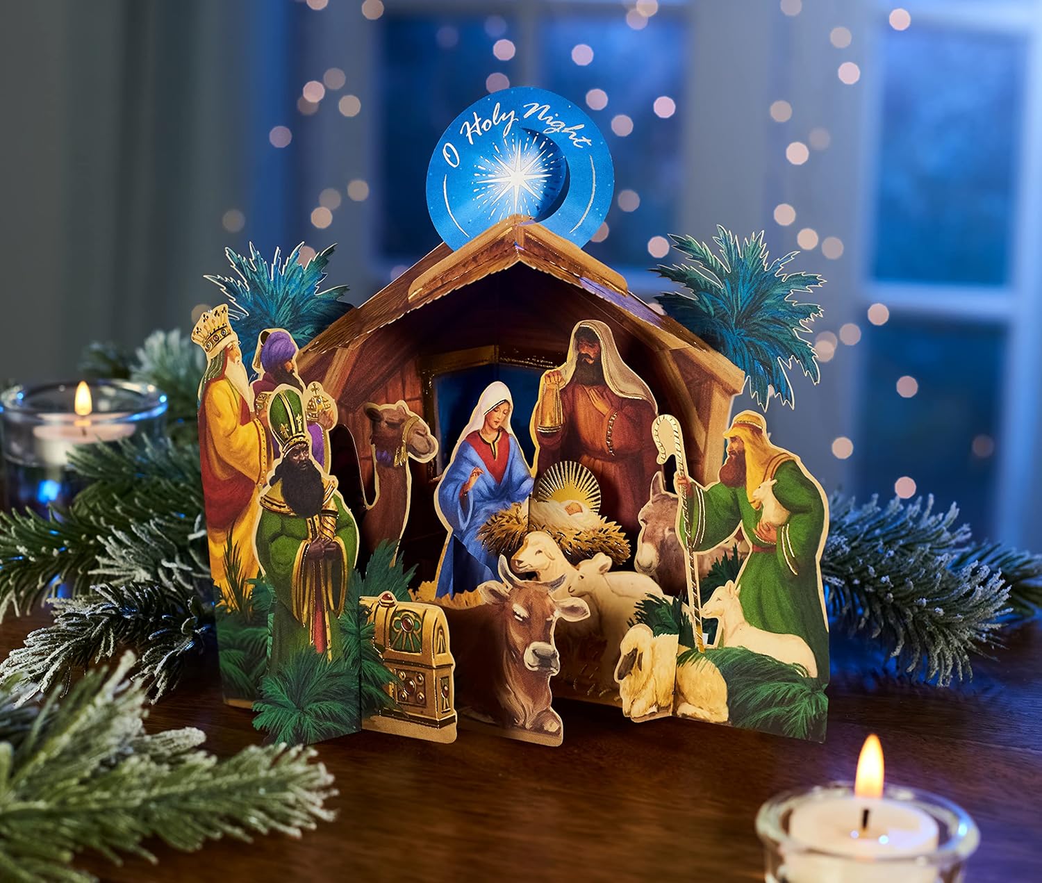 American Greetings Magic Moments Religious Pop Up Christmas Card, 3D O Holy Night Nativity Manger Scene (Spirit of the Season) - Image 8