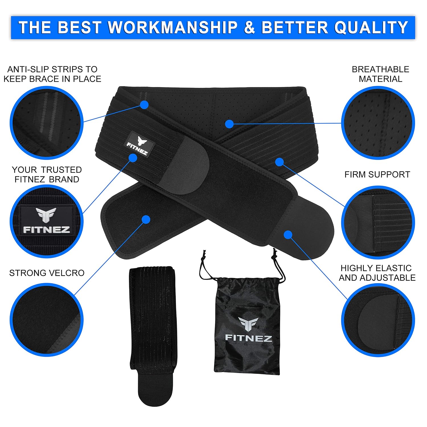Exclusive FITNEZ Back support belt – Odorless - for lower back pain relief – Unisex, Regular size. Tech Deals 🔥 FITNEZ Back support belt – Odorless - for lower back pain relief – Unisex, Regular size.
