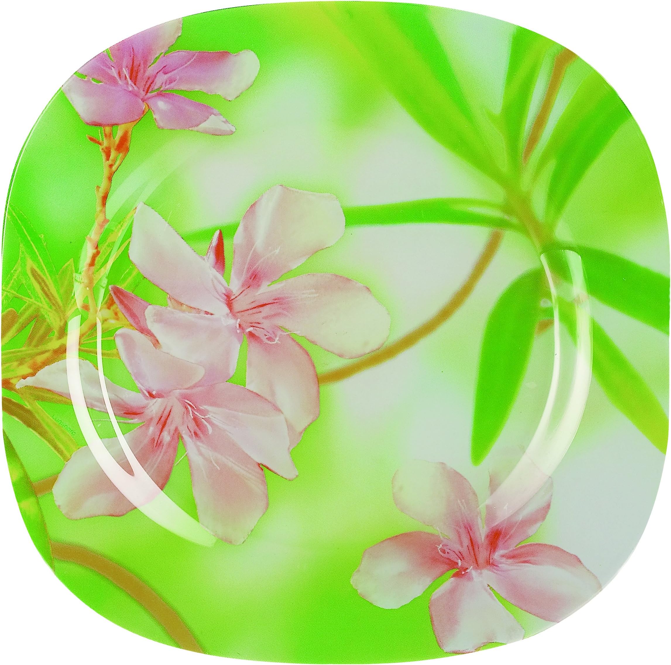 Dajar Freesia Dinner Plate Luminarc Glass Pink/Green (25 x 25 x 2 cm