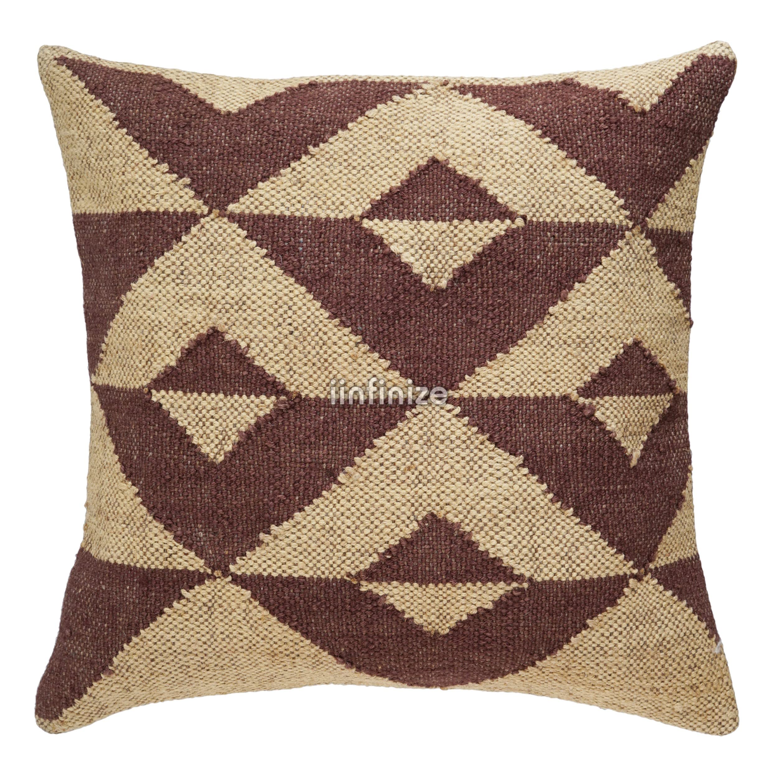 Housse de coussin Kilim artisanale en laine et jute 45x45 cm de qualité premium