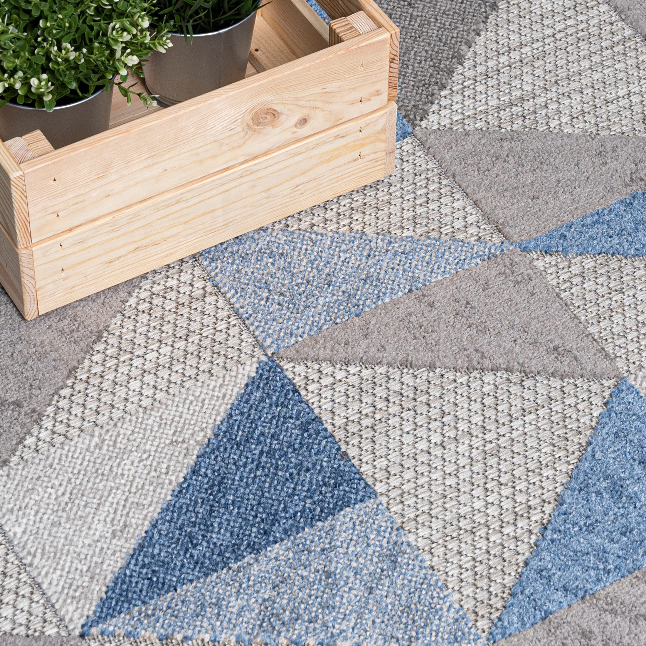 Carpeto Interno Ed Esterno Tappeto Balcone 120x170cm Antracite Blu Elegante