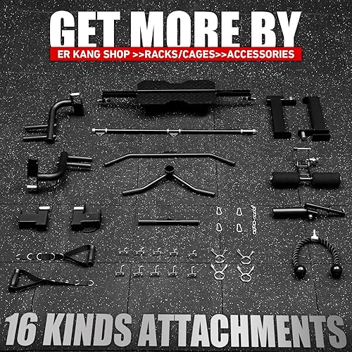 Miniatura 5 de ER KANG Jaula de potencia, jaula de rack de potencia de 1500 libras con sistema de cruce de cables, jaula de peso de entrenamiento multifunción con