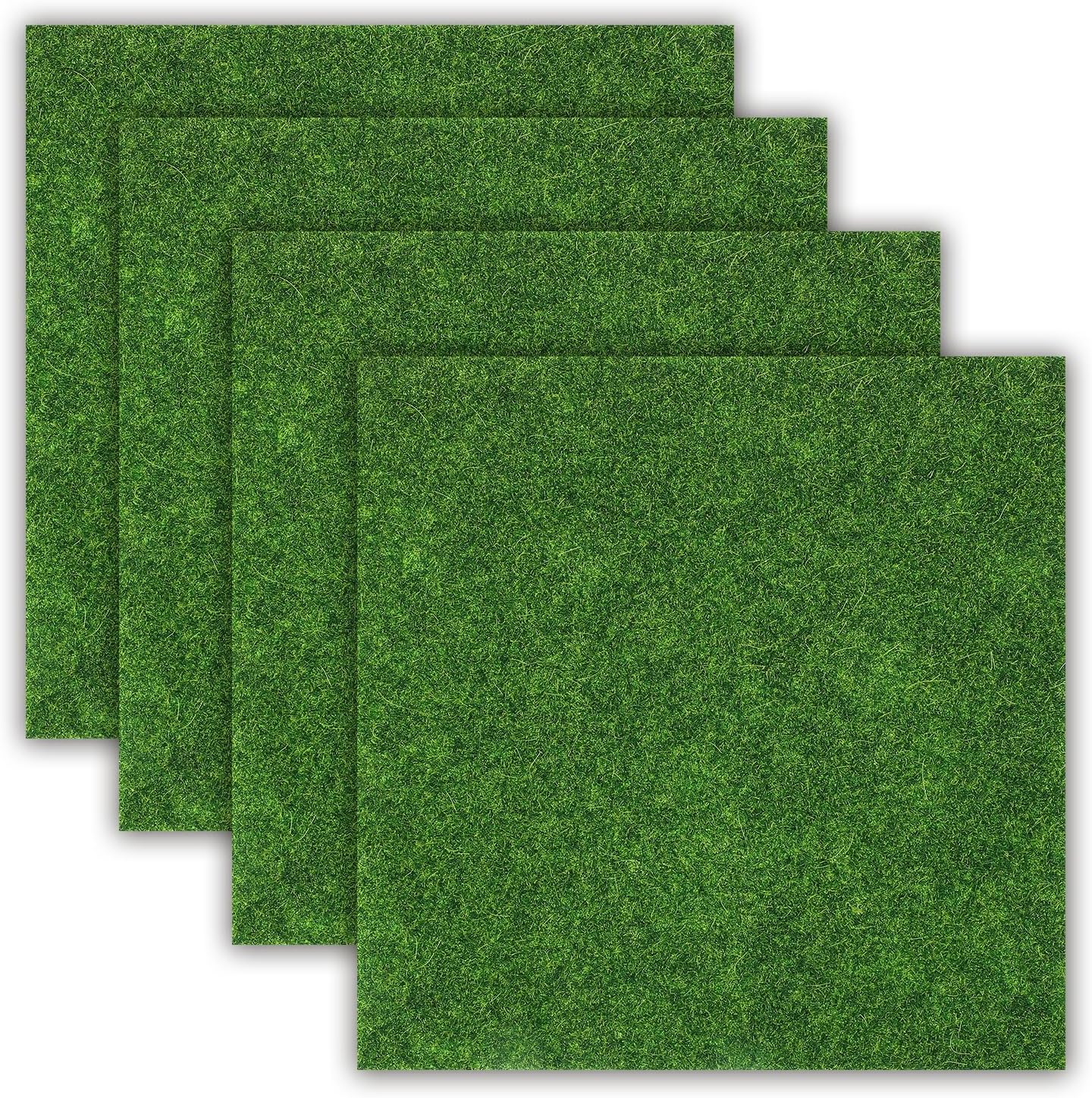 4 PCS Fake Grass Sheets, 15 X 15 cm Miniature Craft Grass Dolls House Micro Artificial Grasses for Crafts, Toy Imitation Grasses Mat for Modelling, Dolls House, Toy Farm Ornament